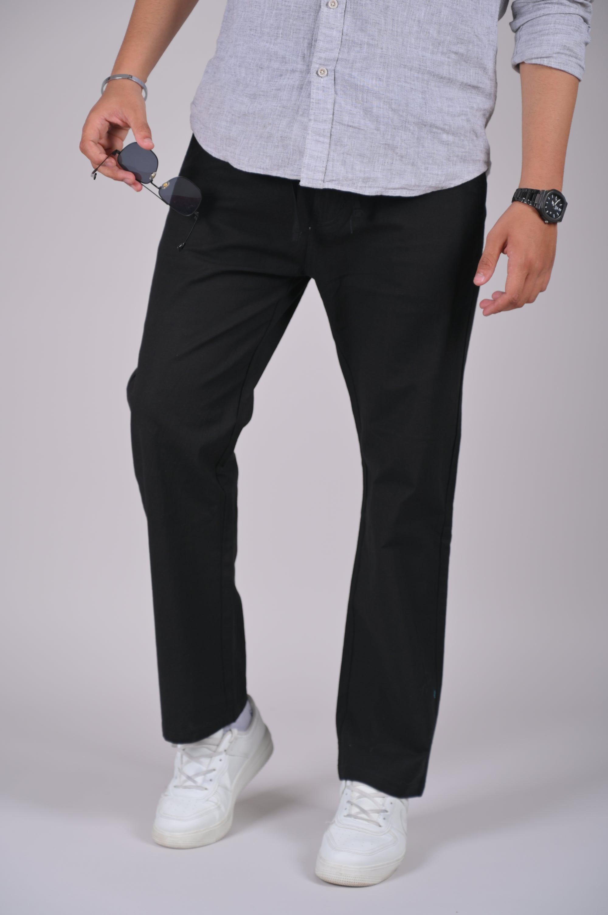 Black Drawstring Relaxed Fit Pants