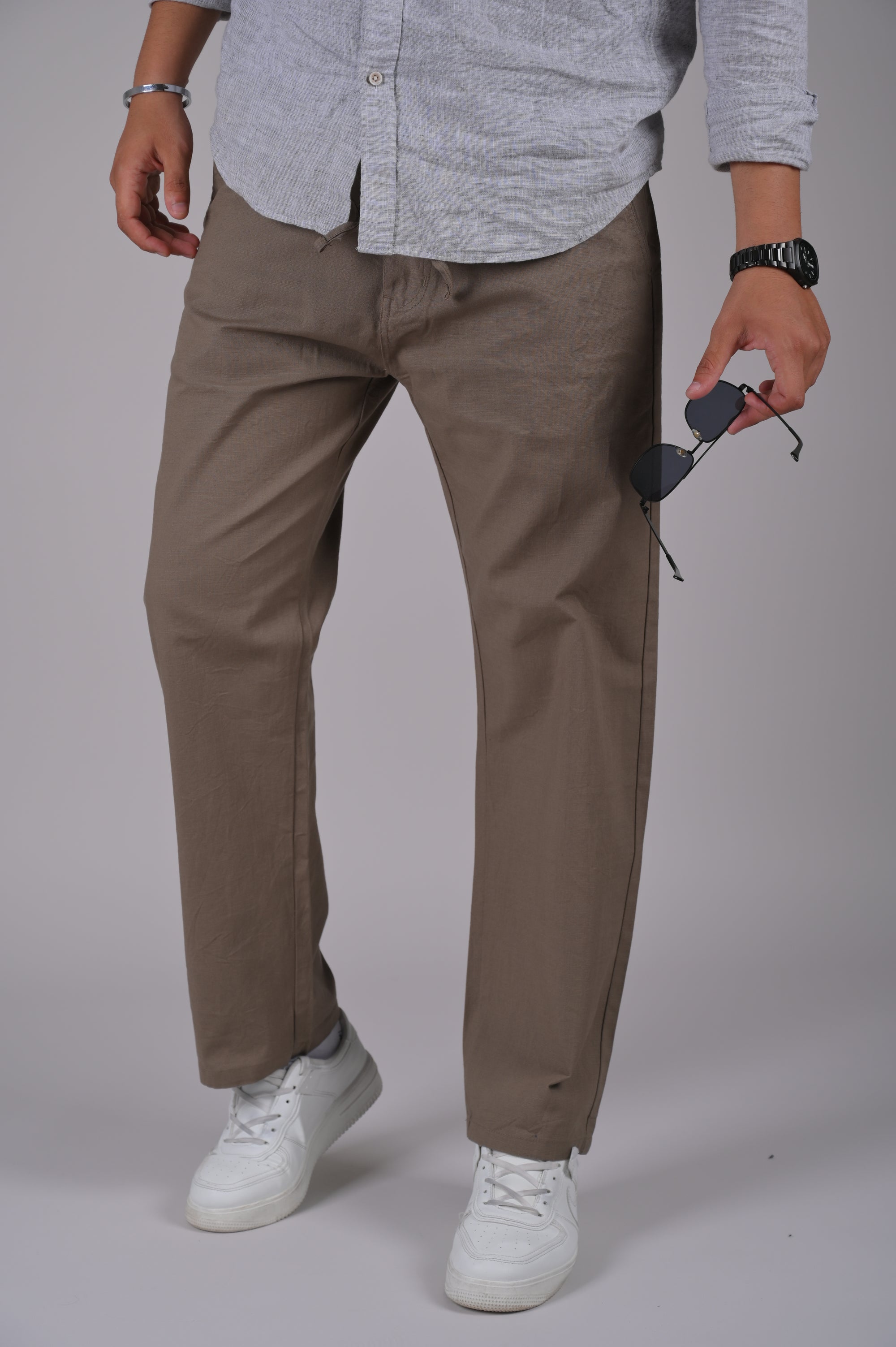 Camel Drawstring Relaxed Fit Pants