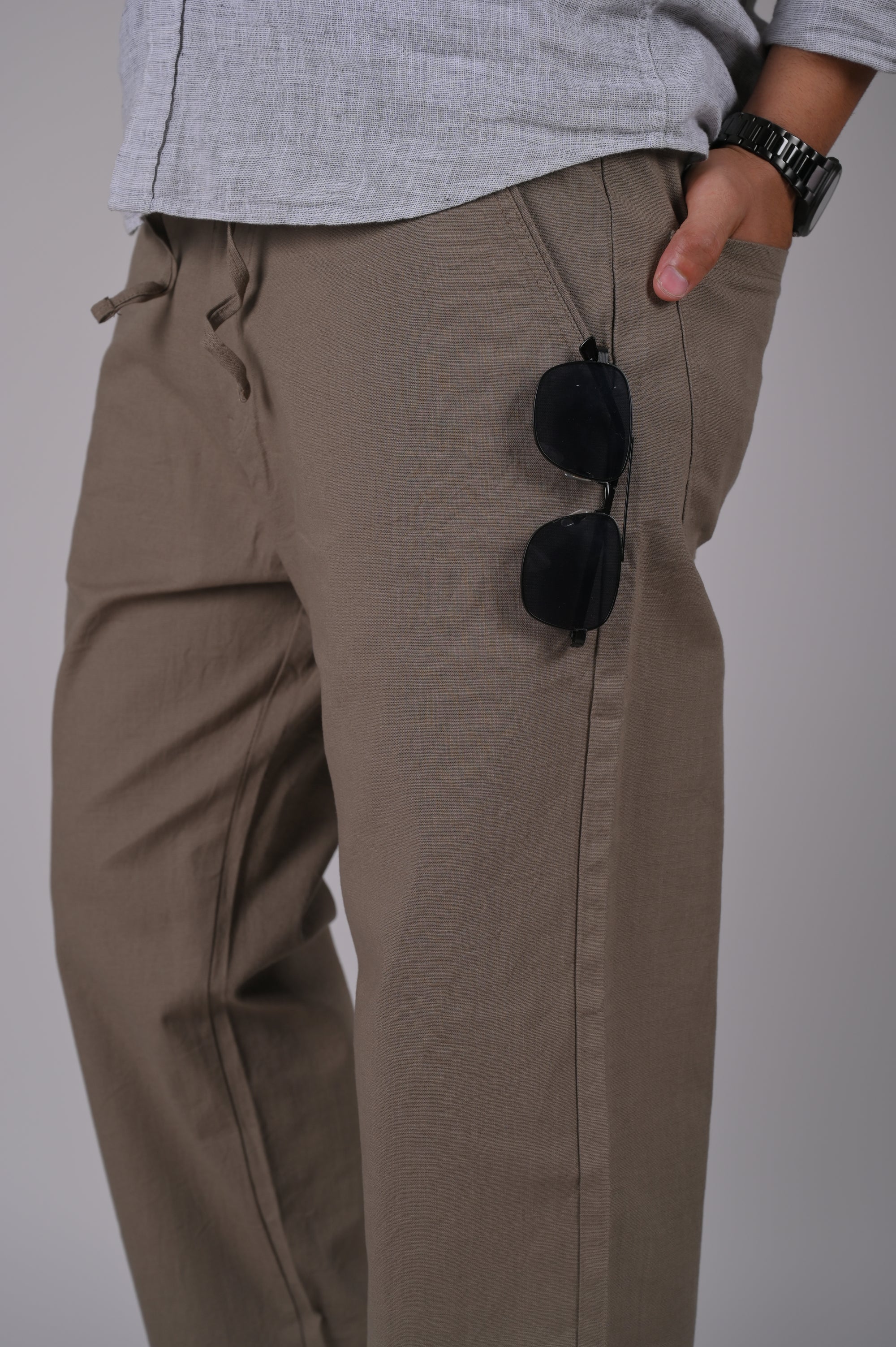 Camel Drawstring Relaxed Fit Pants