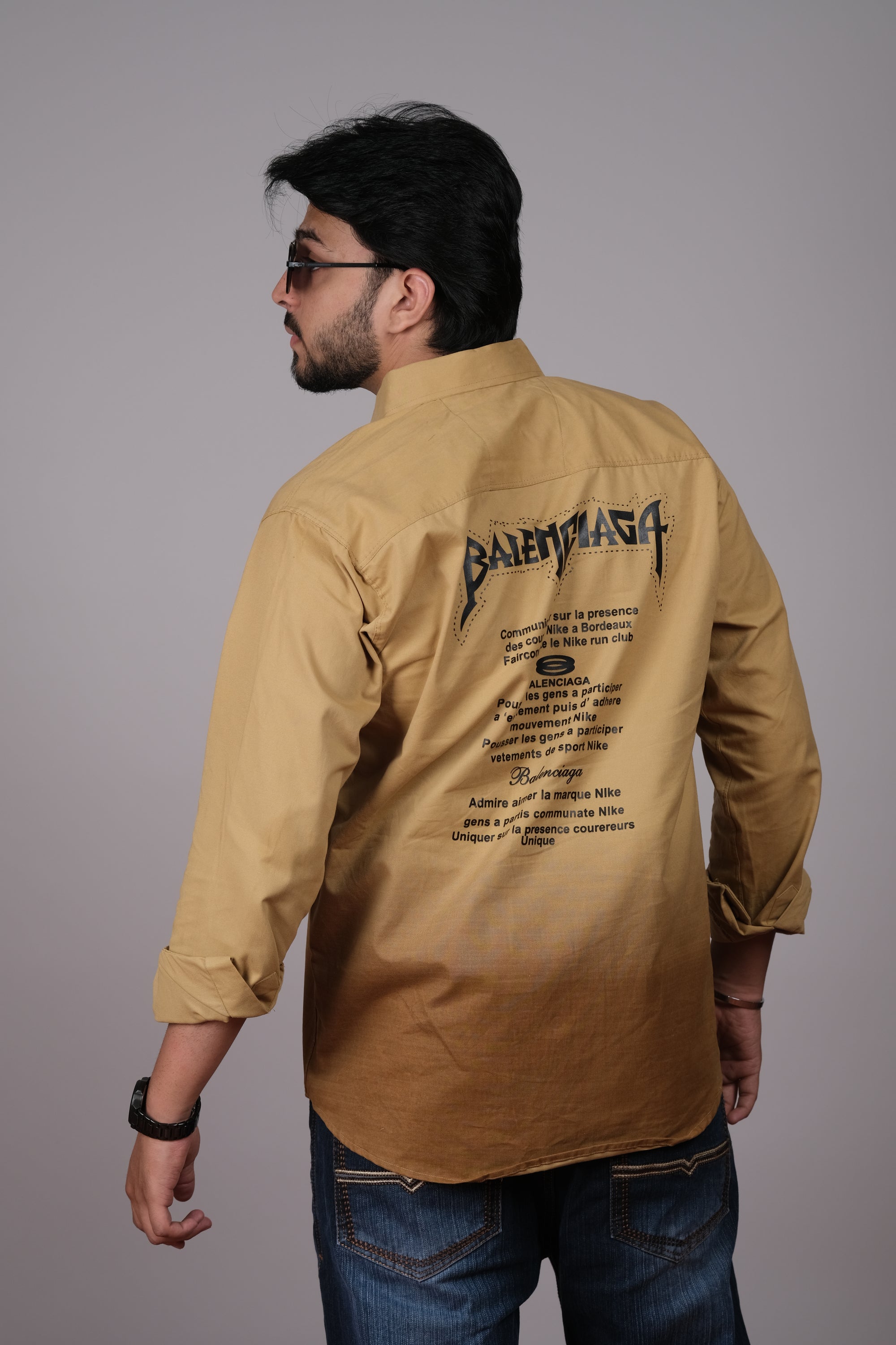 Men's Ombre Tan-Brown Cotton Shirt | Stylish Casual Wear