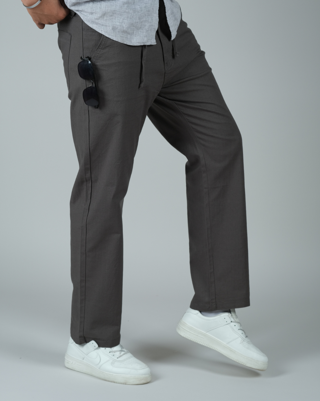 Dark Grey Drawstring Relaxed Fit Pants