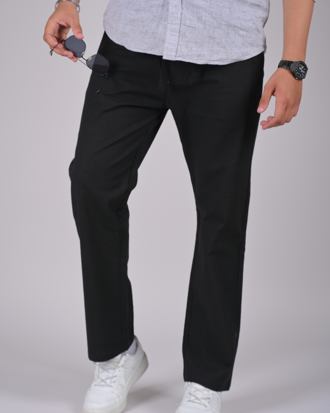 Black Drawstring Relaxed Fit Pants