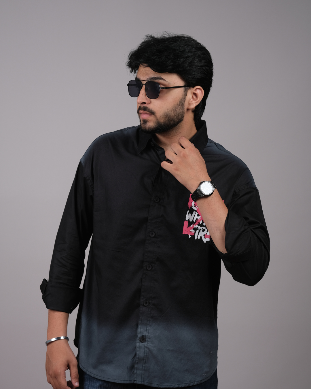 Men's Black Ombre Fade Graphic Shirt