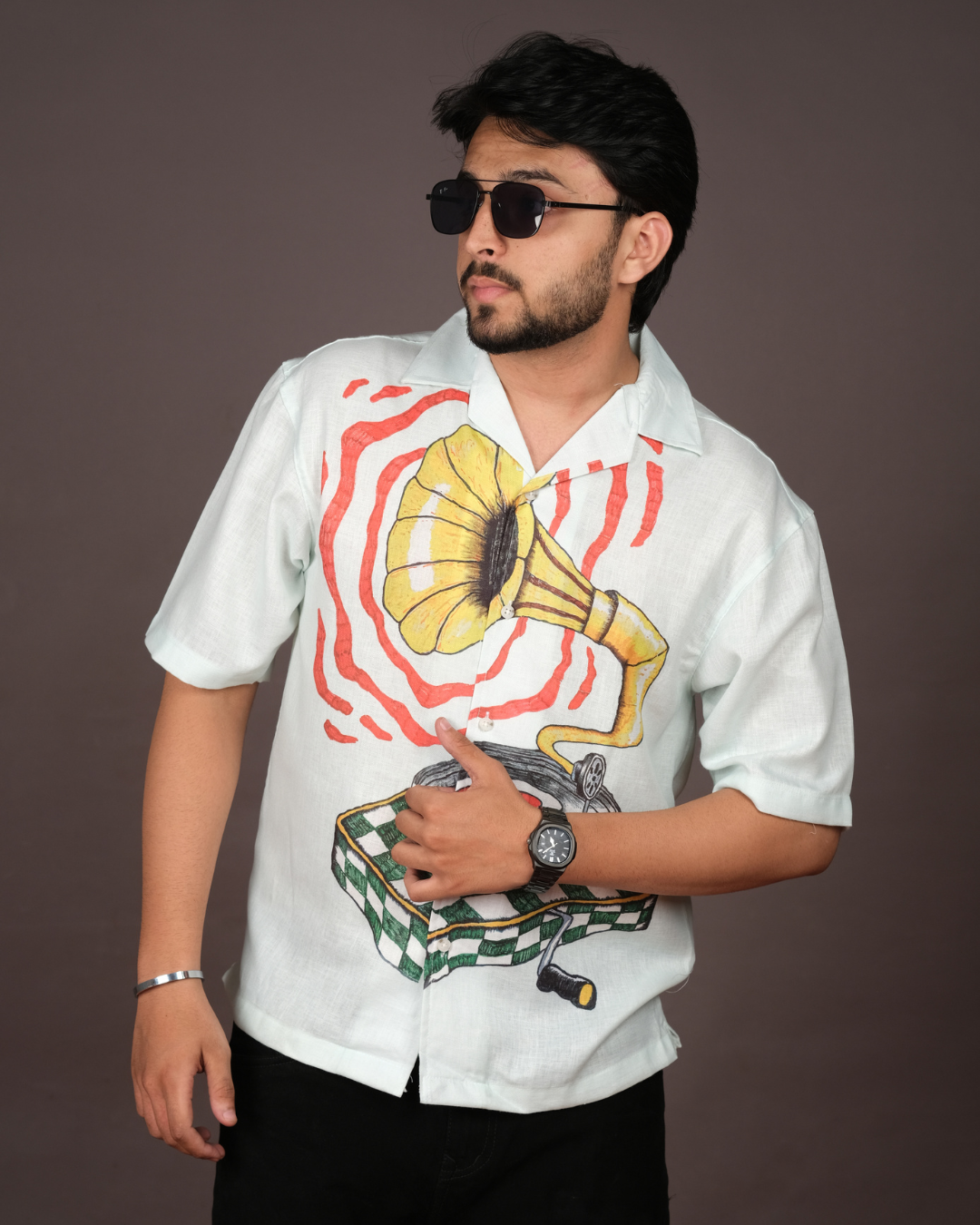 Men's Vintage White Linen Blend Shirt
