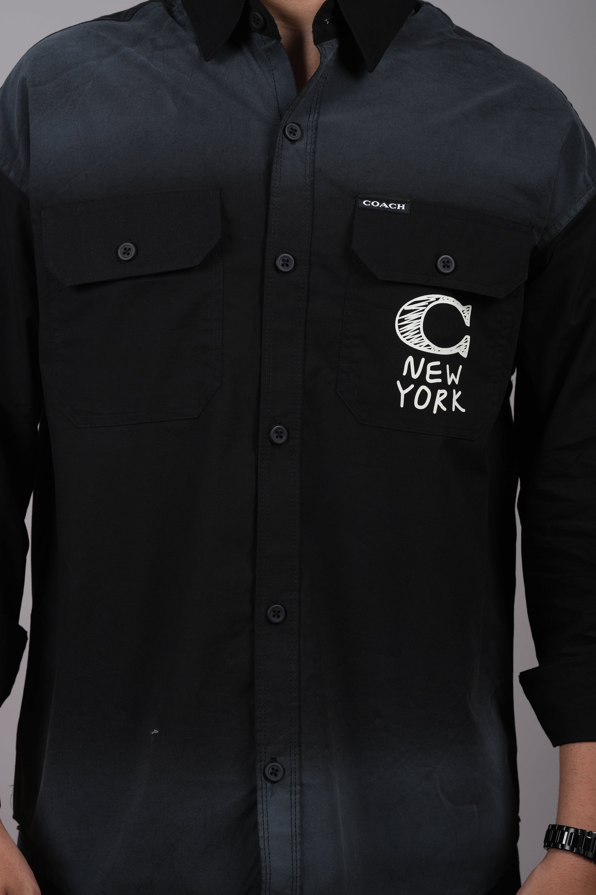 Black and Grey Colorblock New York Shirt