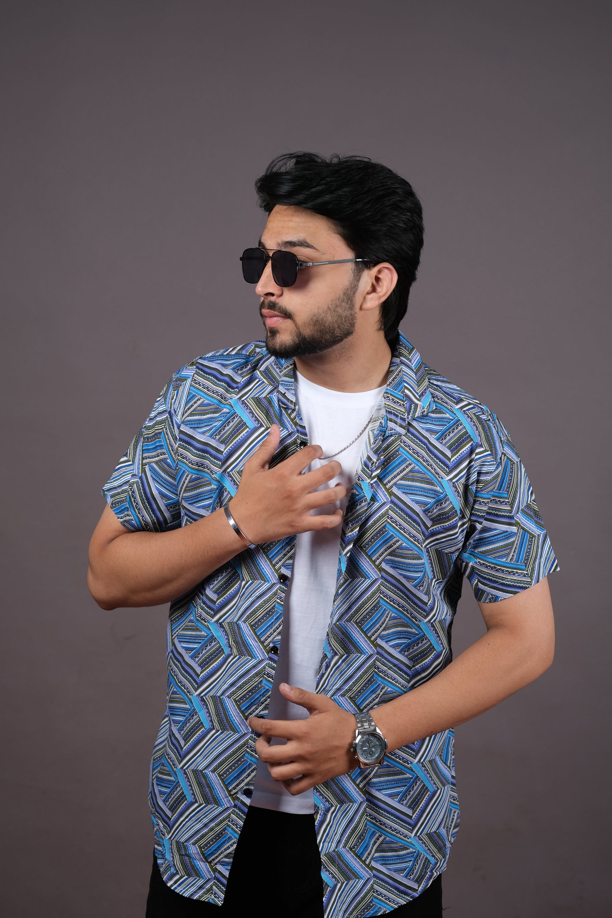 Yellow Palm Tree Print Shirt for Men