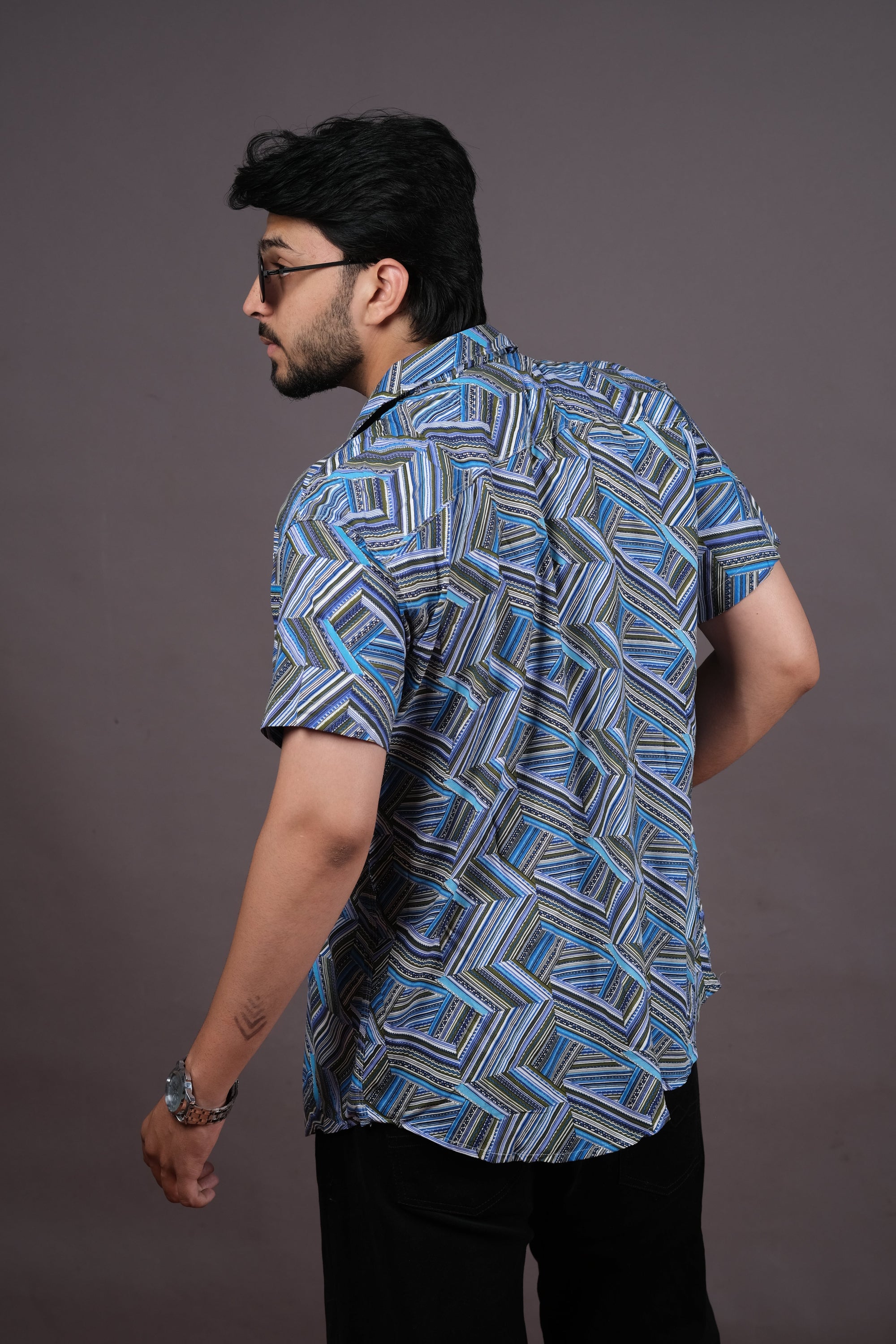 Yellow Palm Tree Print Shirt for Men