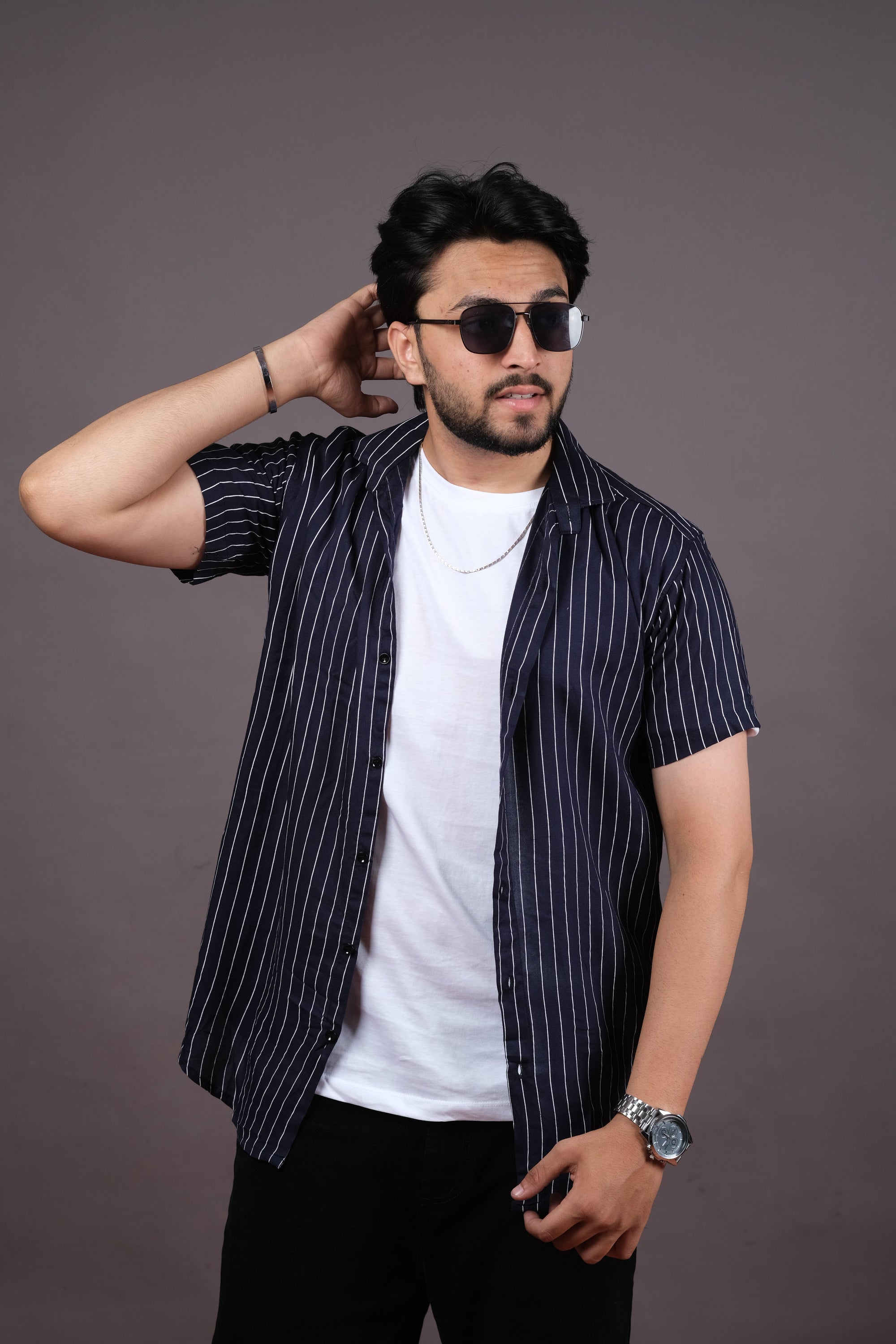 Classic Black and White Striped Mens