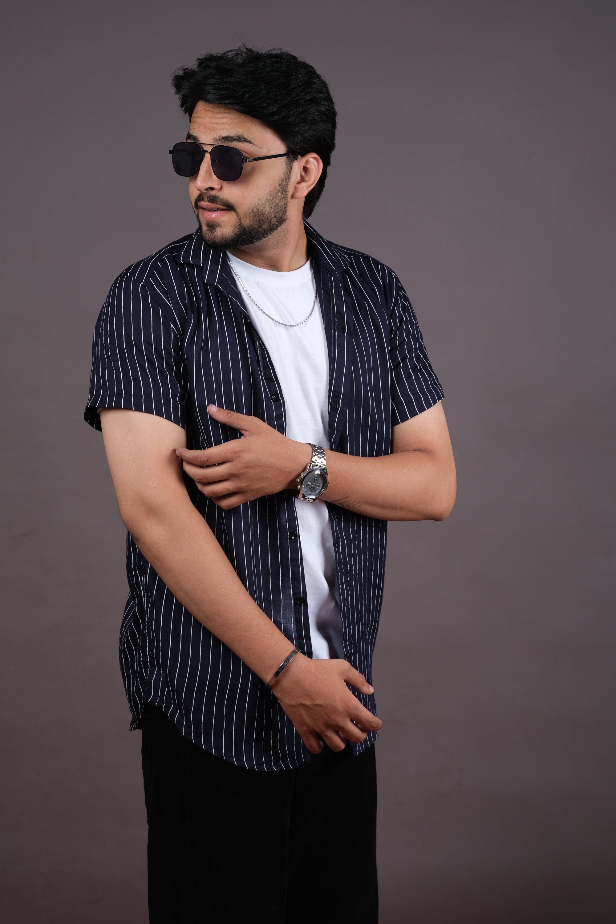 Classic Black and White Striped Mens