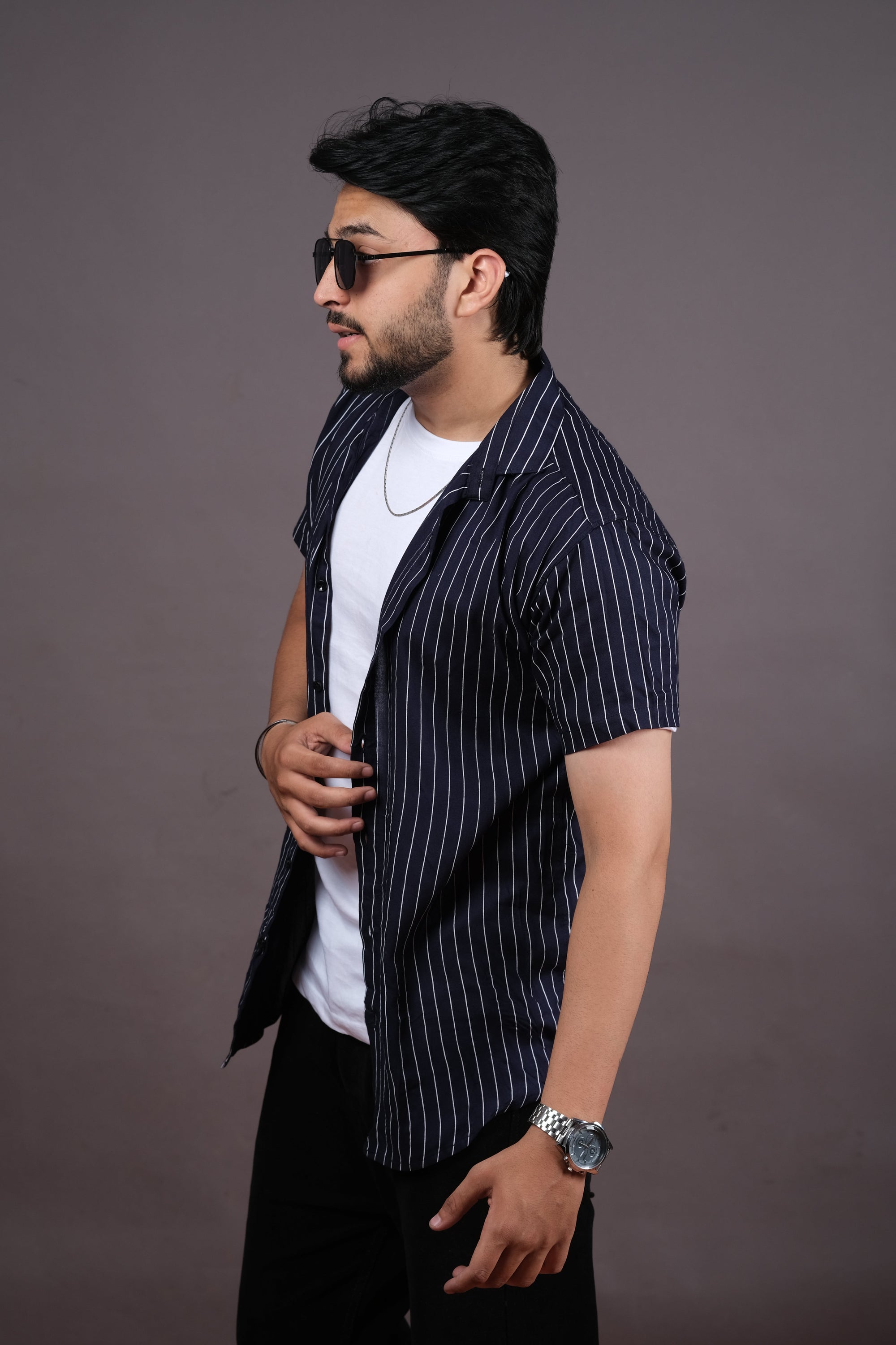 Classic Black and White Striped Mens