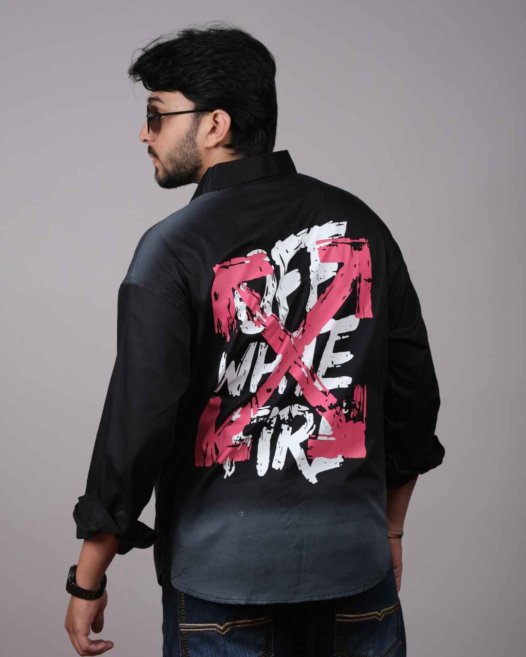 Men's Black Ombre Fade Graphic Shirt