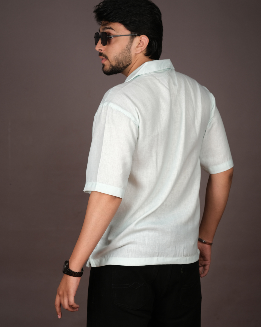 Men's Vintage White Linen Blend Shirt
