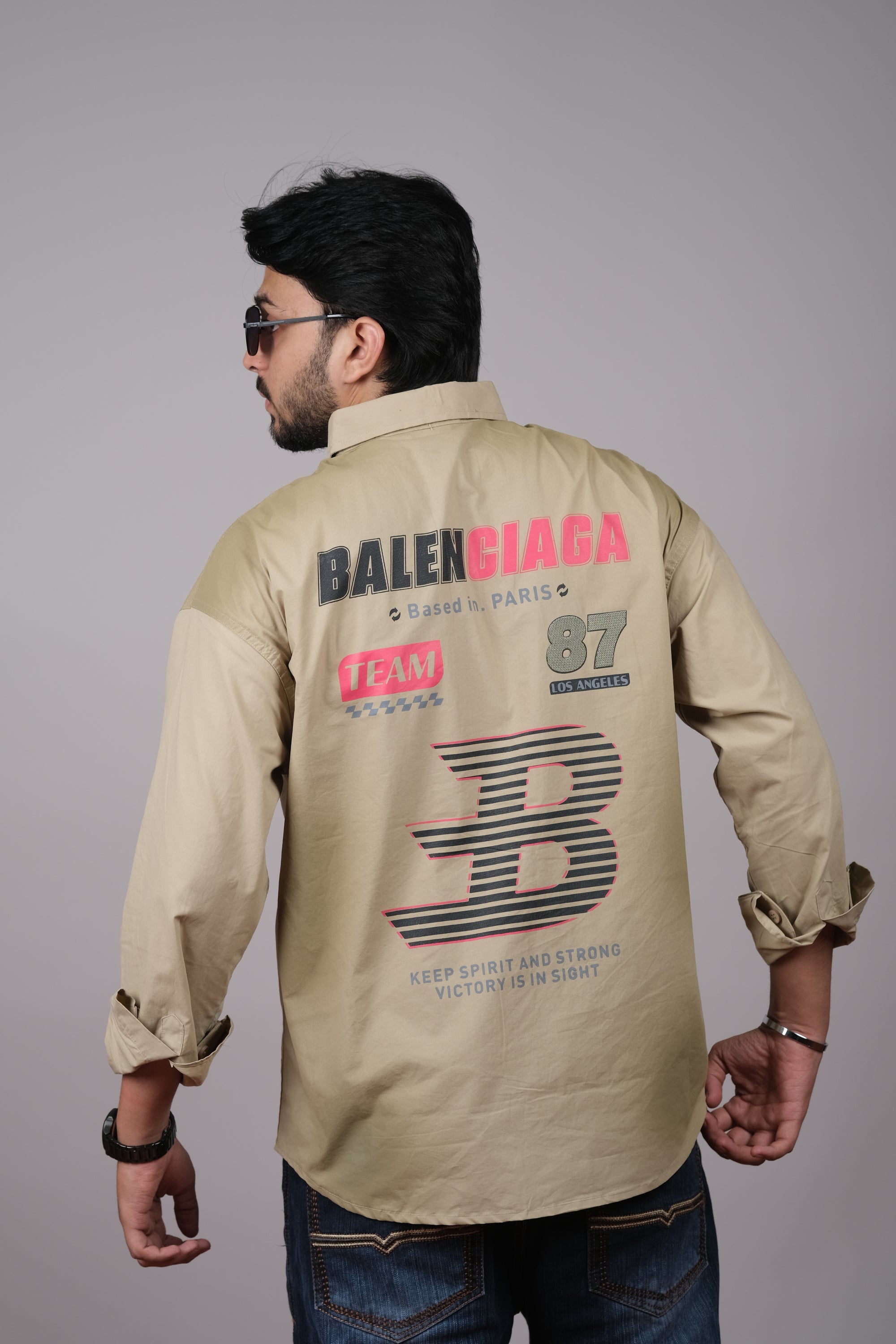 Beige Urban Casual Shirt for Men