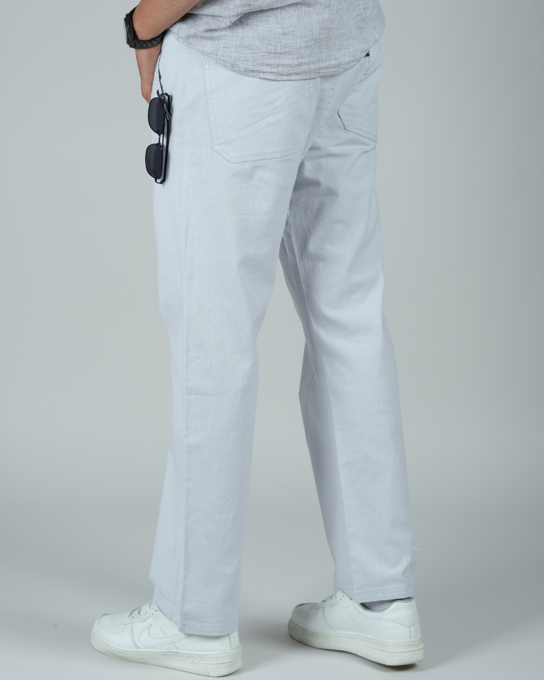 White Drawstring Relaxed Fit Pants