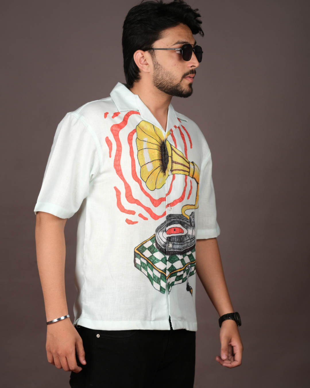 Men's Vintage White Linen Blend Shirt