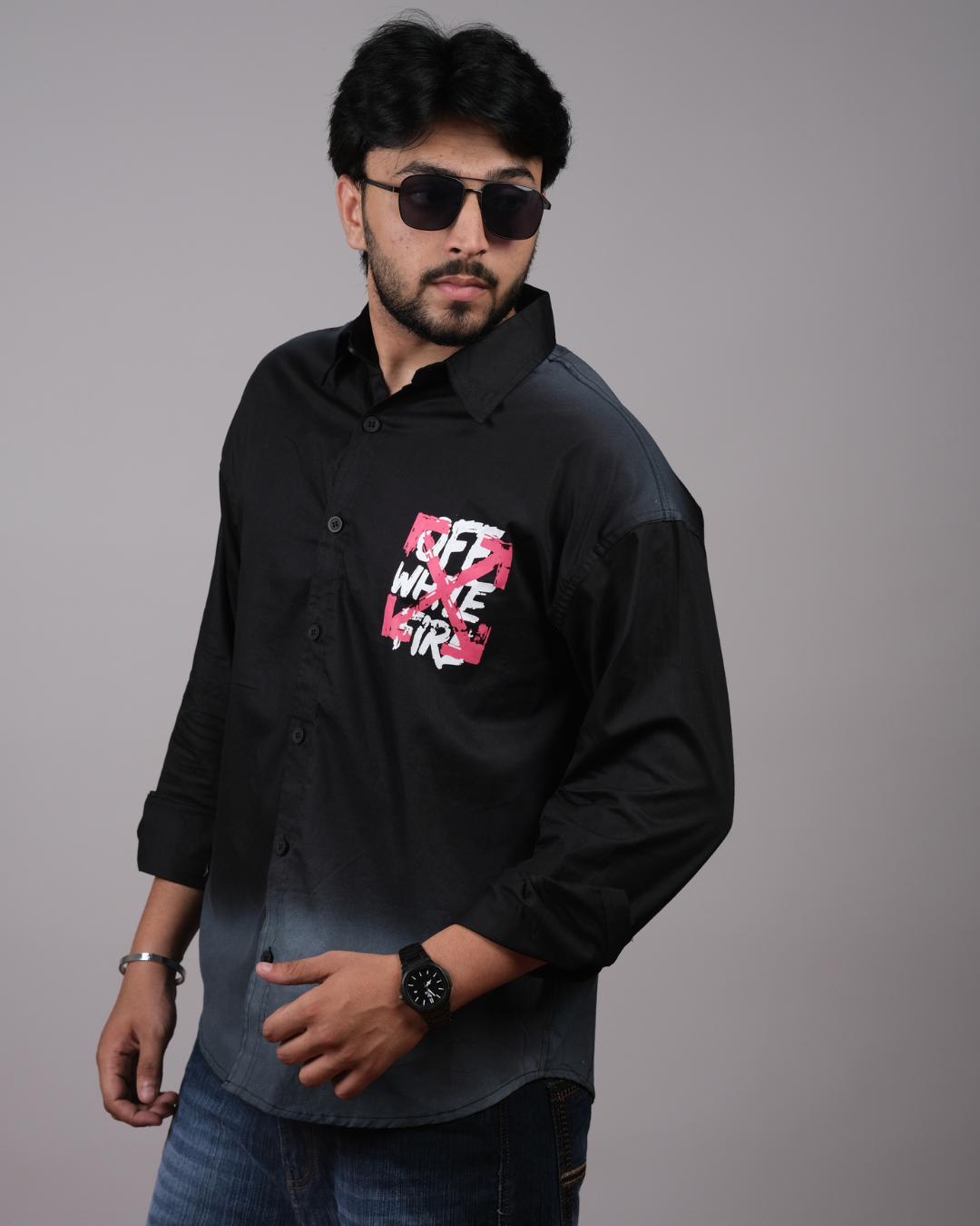 Men's Black Ombre Fade Graphic Shirt