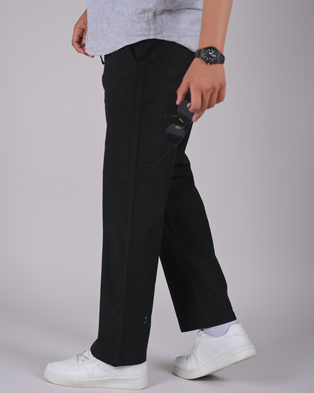 Black Drawstring Relaxed Fit Pants