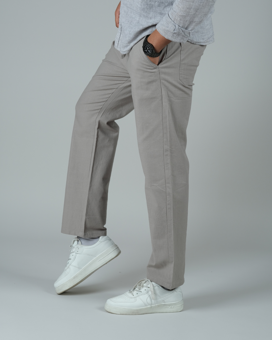 White Drawstring Relaxed Fit Pants