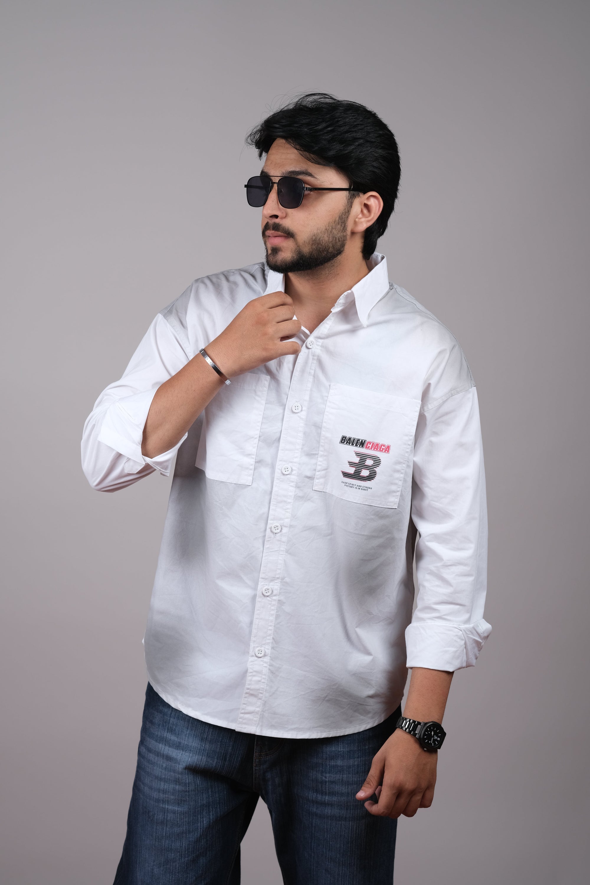 White Designer Cotton Shirt for Mens