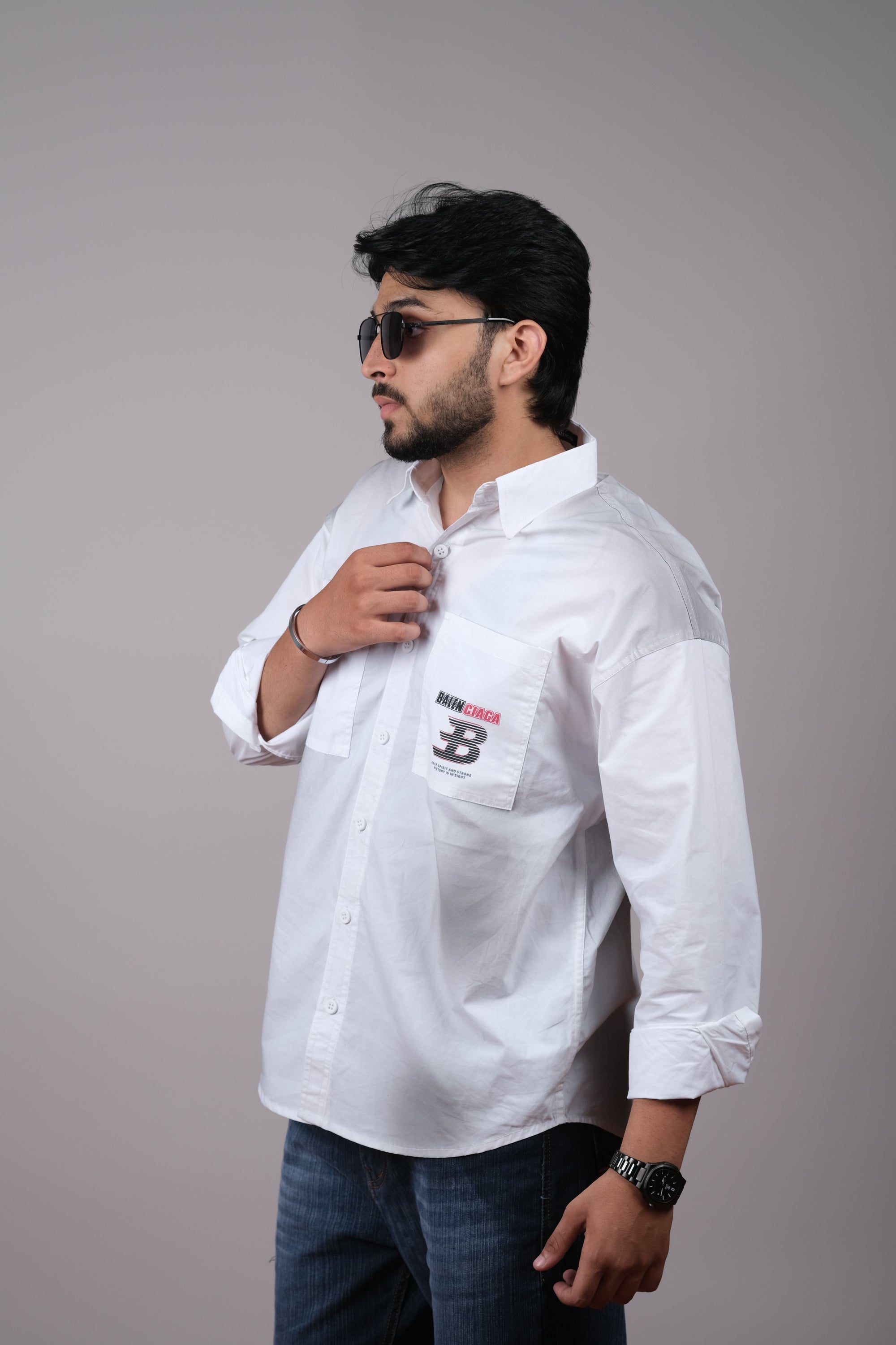 White Designer Cotton Shirt for Mens