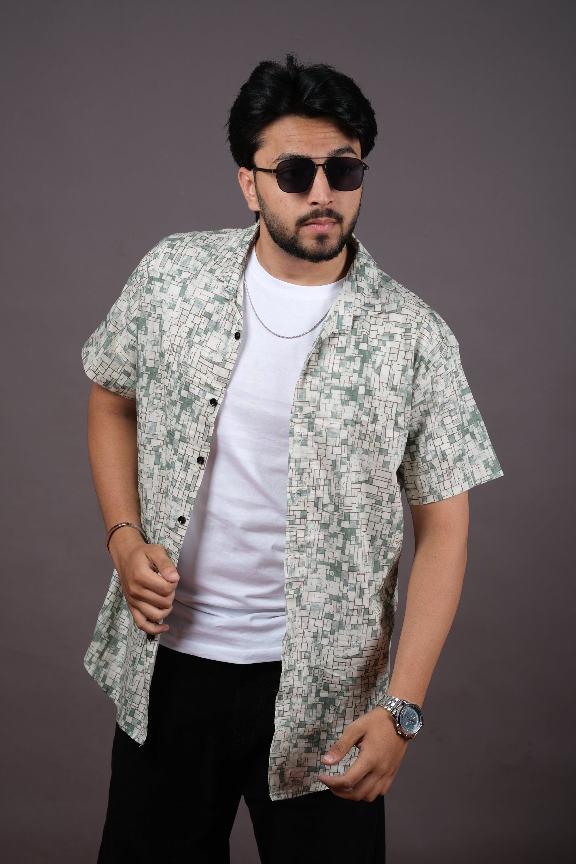 Men’s Navy Tie-Dye Striped Shirt