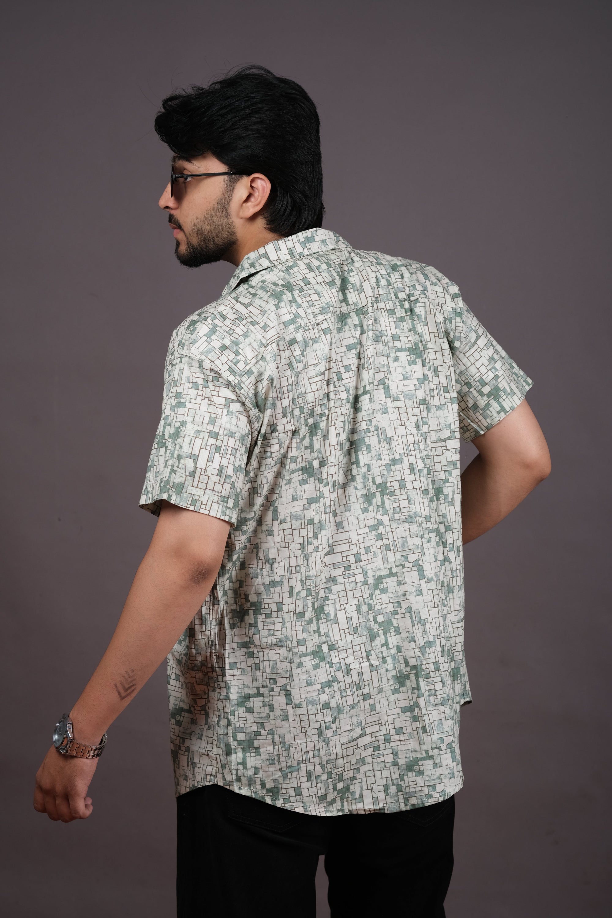 Men’s Navy Tie-Dye Striped Shirt