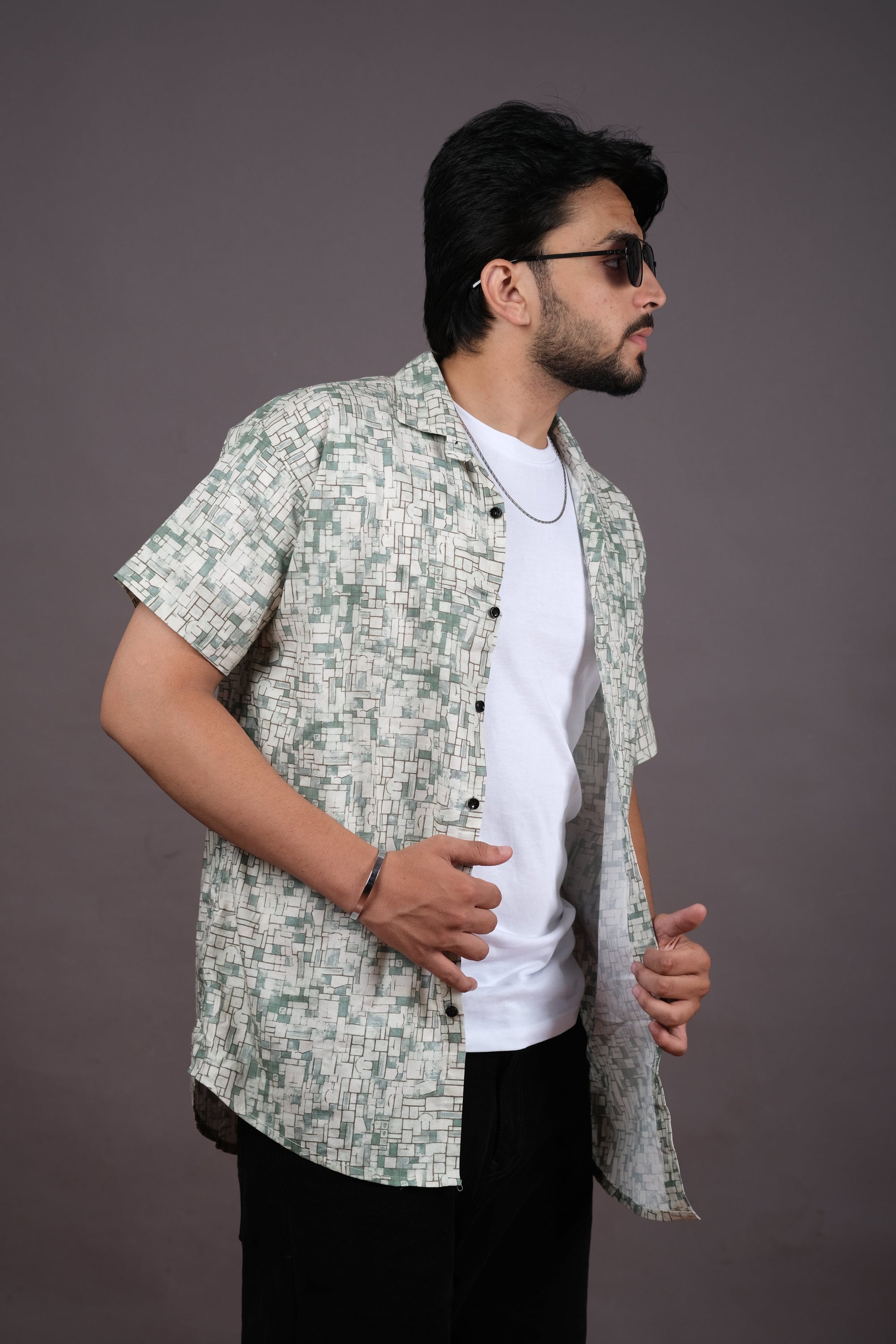 Men’s Navy Tie-Dye Striped Shirt