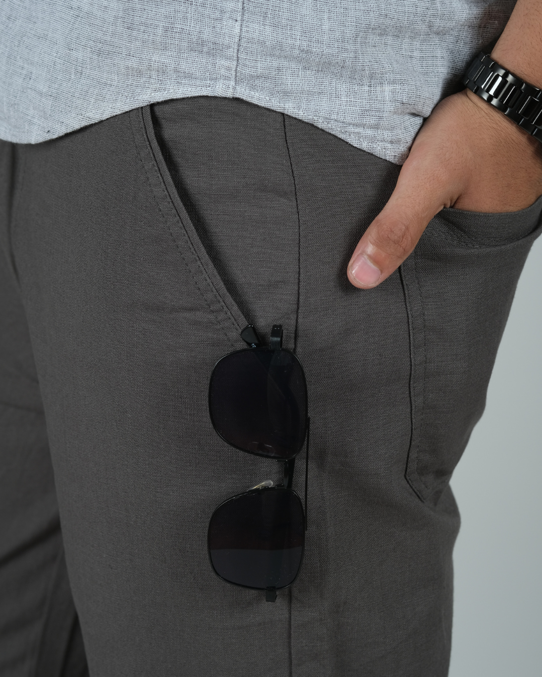 Dark Grey Drawstring Relaxed Fit Pants