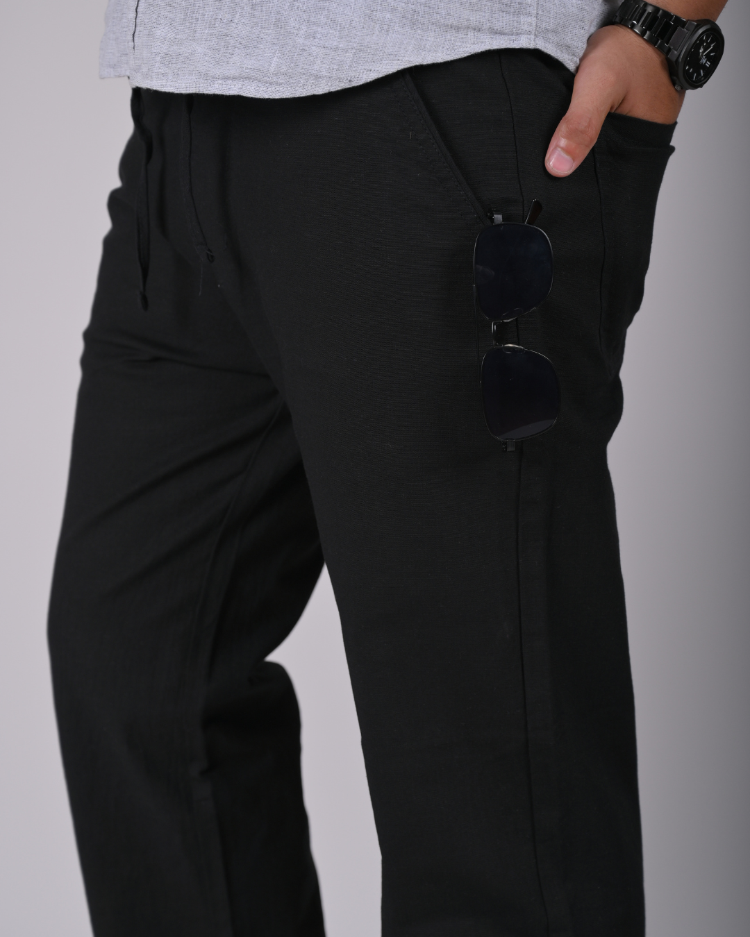 Black Drawstring Relaxed Fit Pants