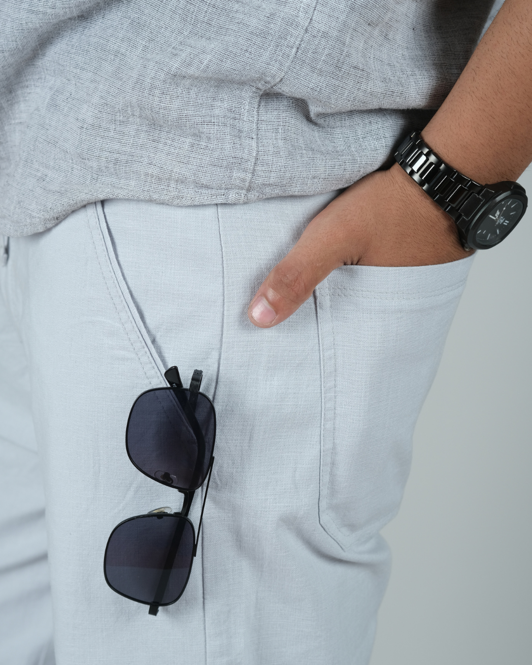 White Drawstring Relaxed Fit Pants