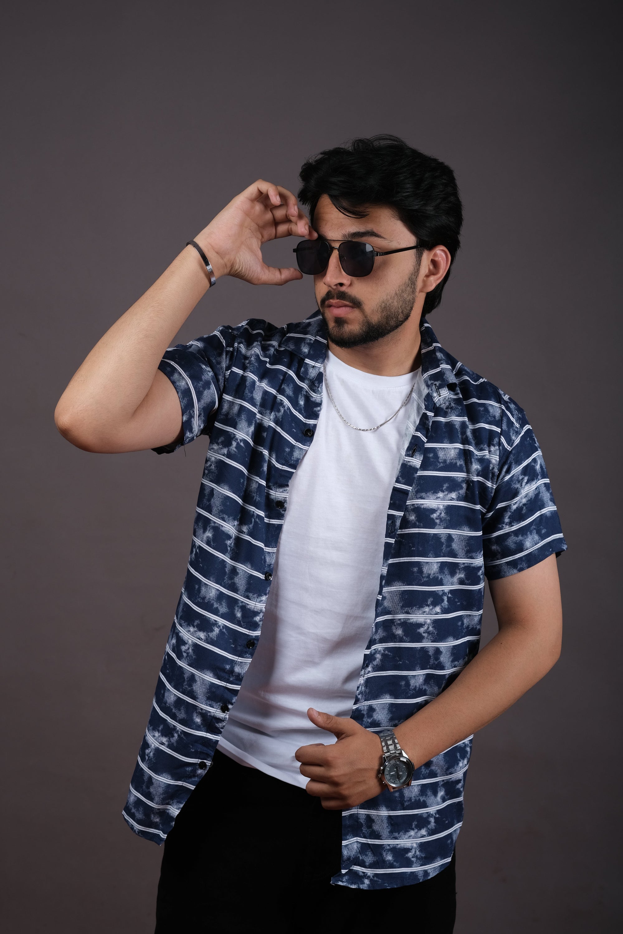 Men’s Maroon Tie-Dye Striped Shirt
