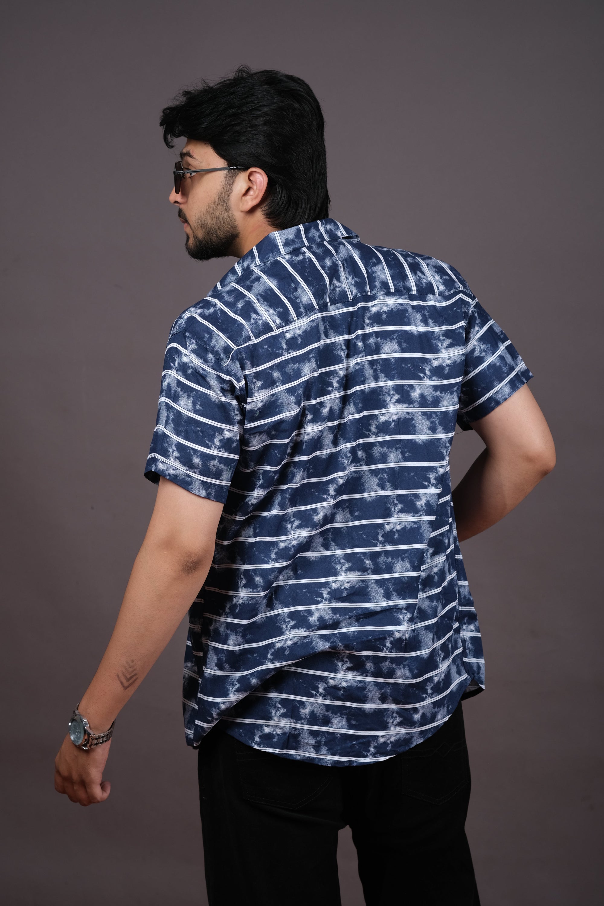 Men’s Maroon Tie-Dye Striped Shirt