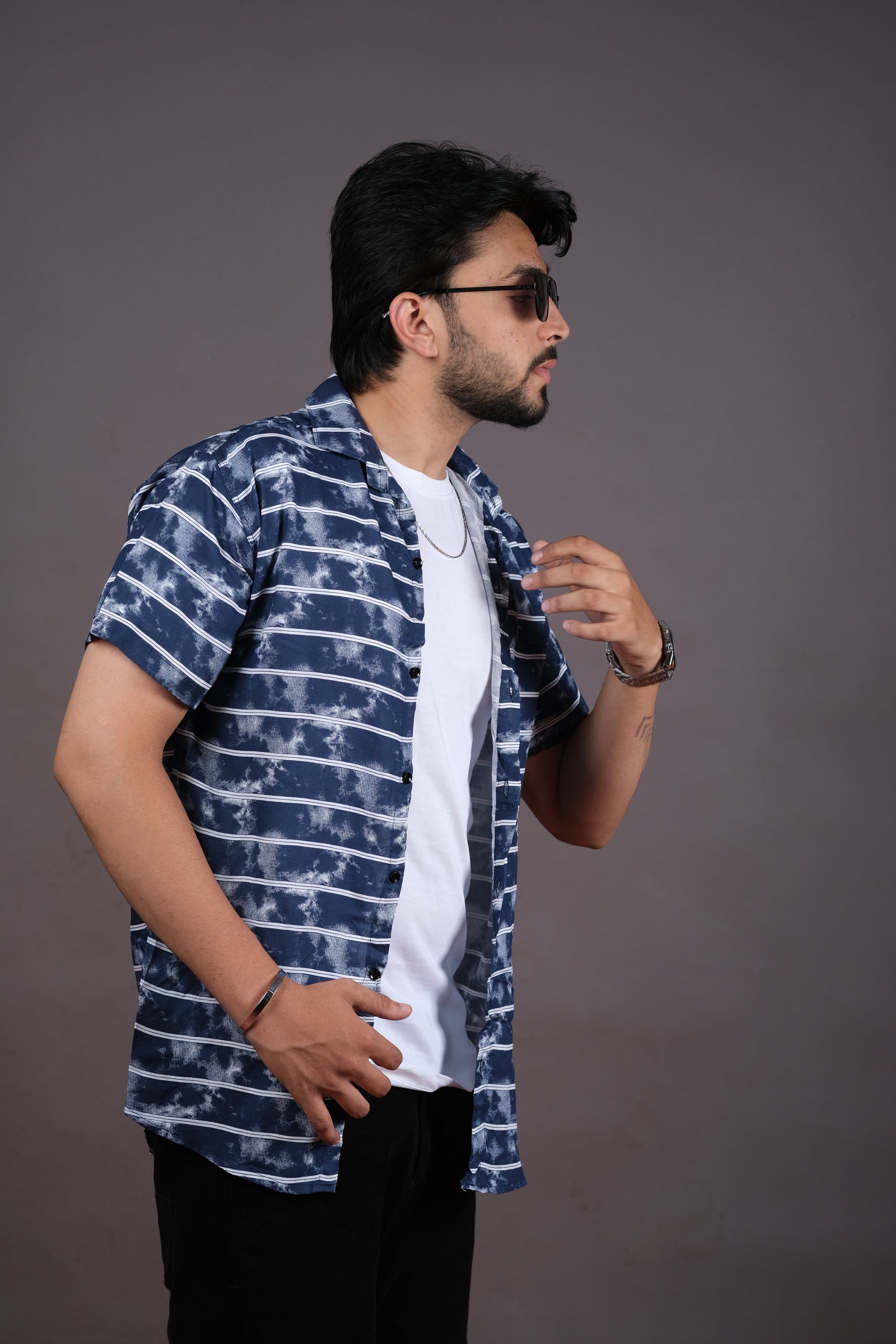 Men’s Maroon Tie-Dye Striped Shirt