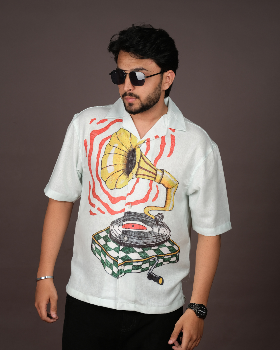 Men's Vintage White Linen Blend Shirt