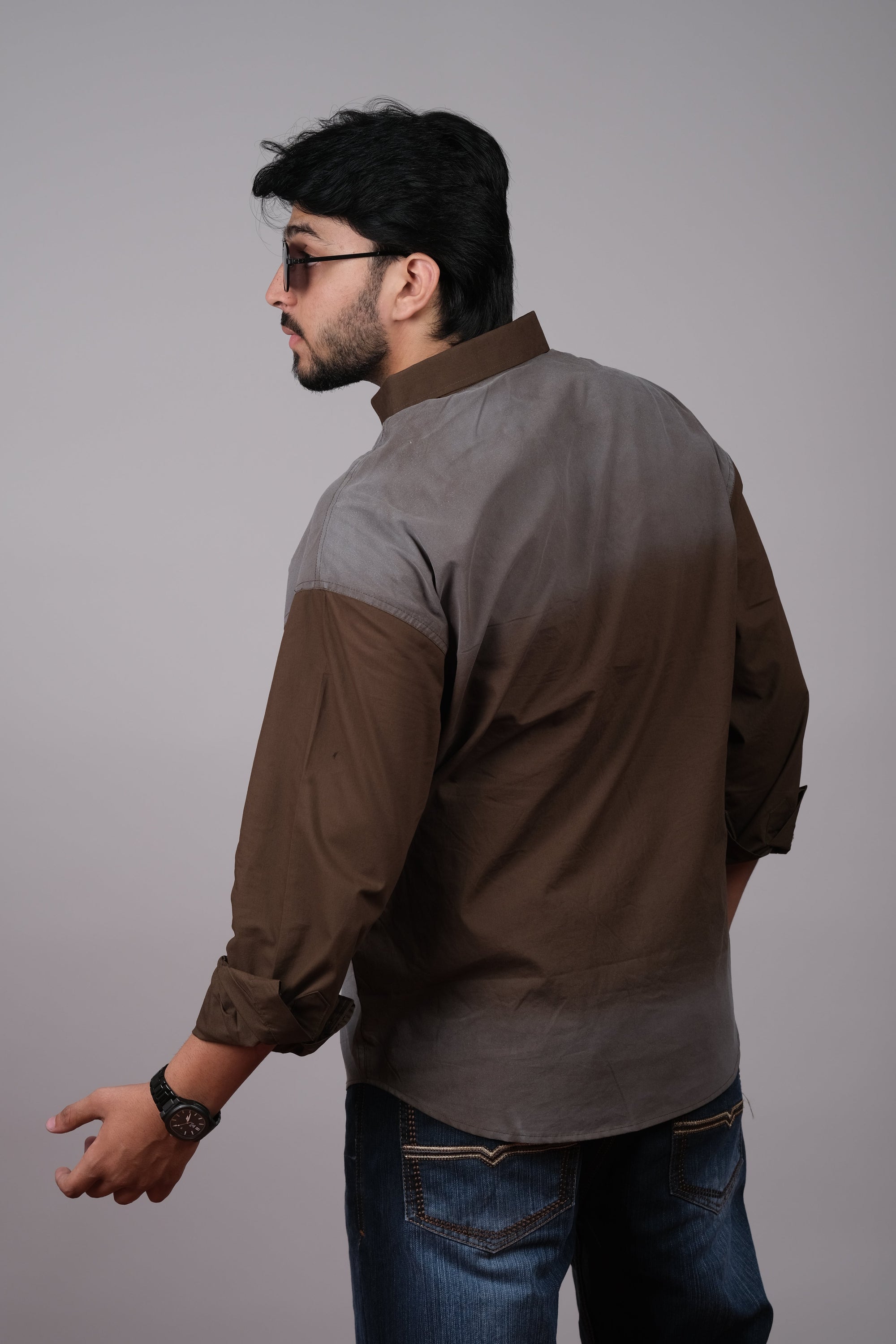 Brown and Grey Colorblock New York Shirts