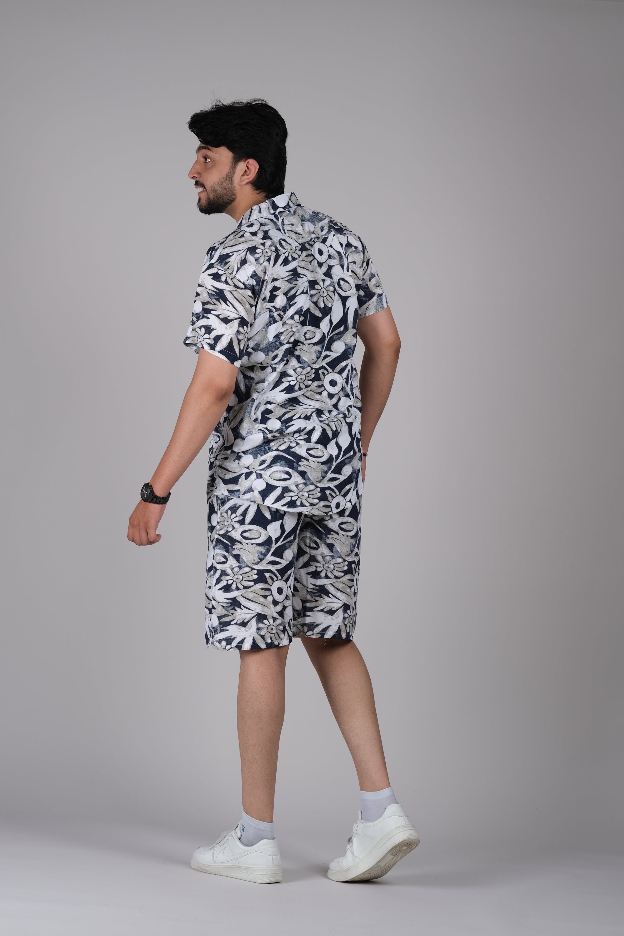 Men's Floral Print Shirt & Shorts Set
