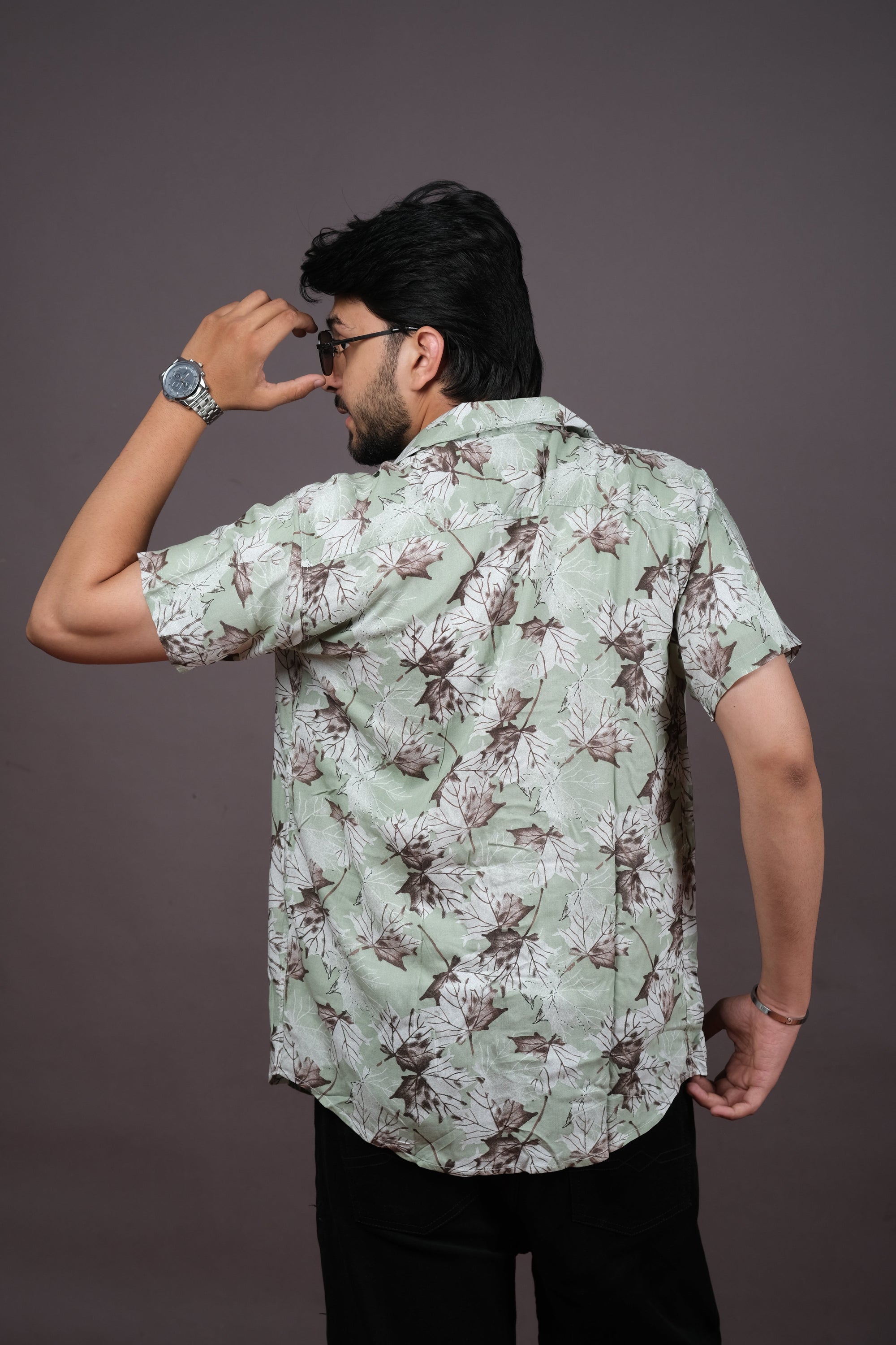 Light Grey & Blue Floral Casual Shirt