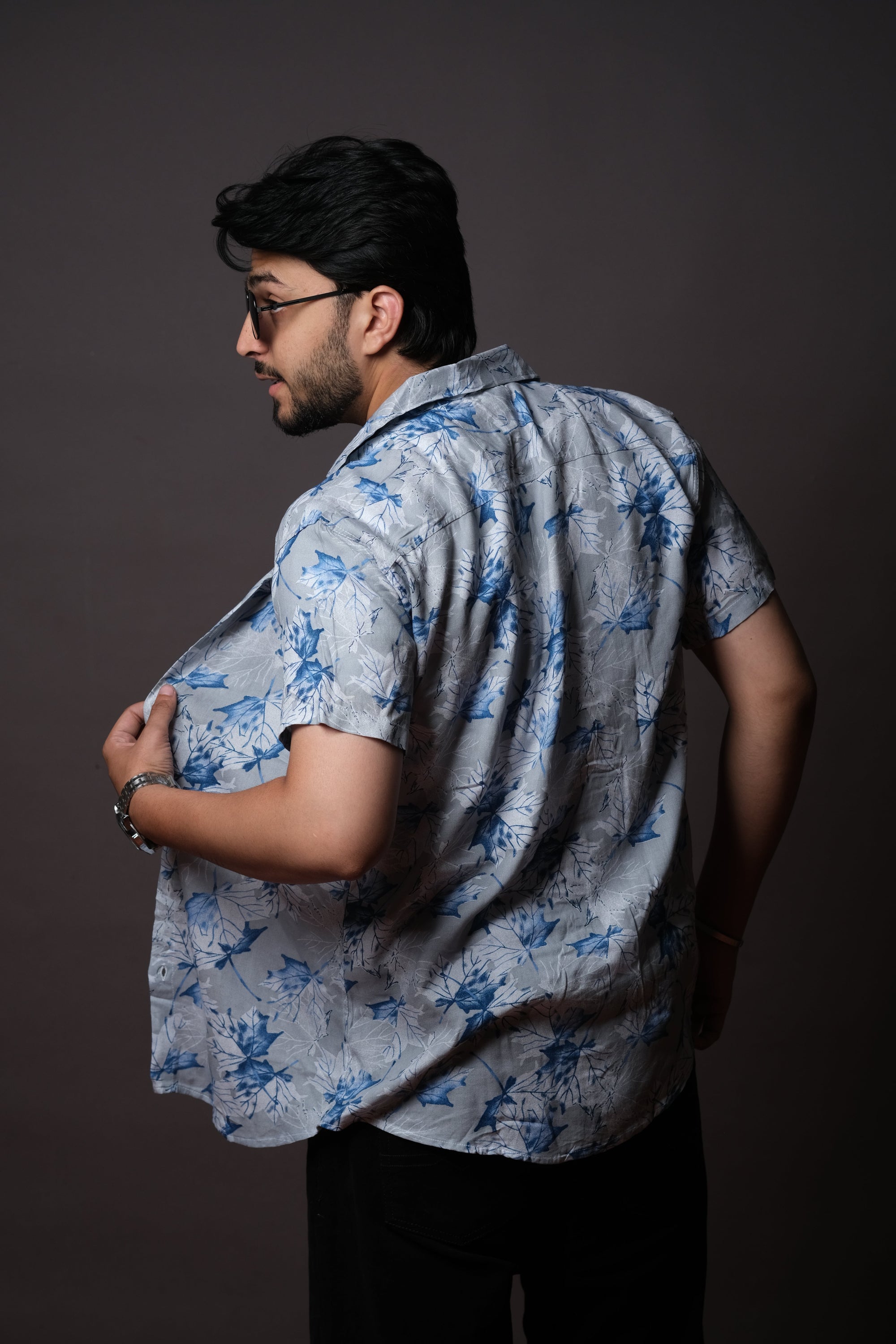 Black & White Geometric Print Casual Shirt for Men