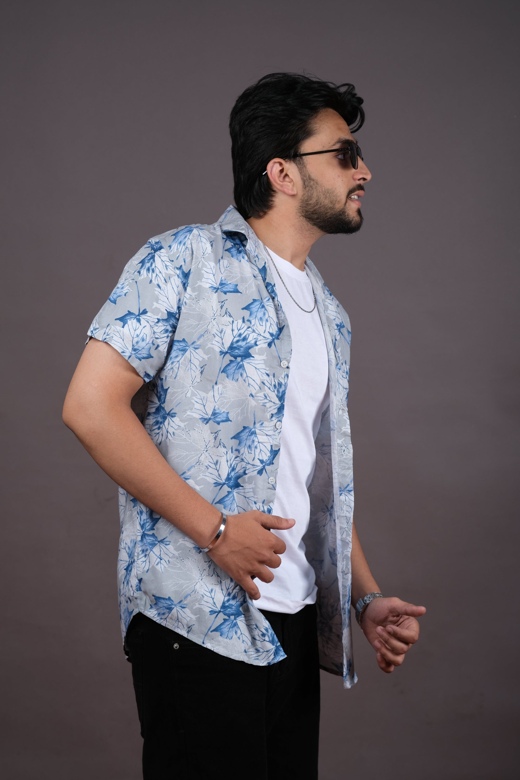 Black & White Geometric Print Casual Shirt for Men