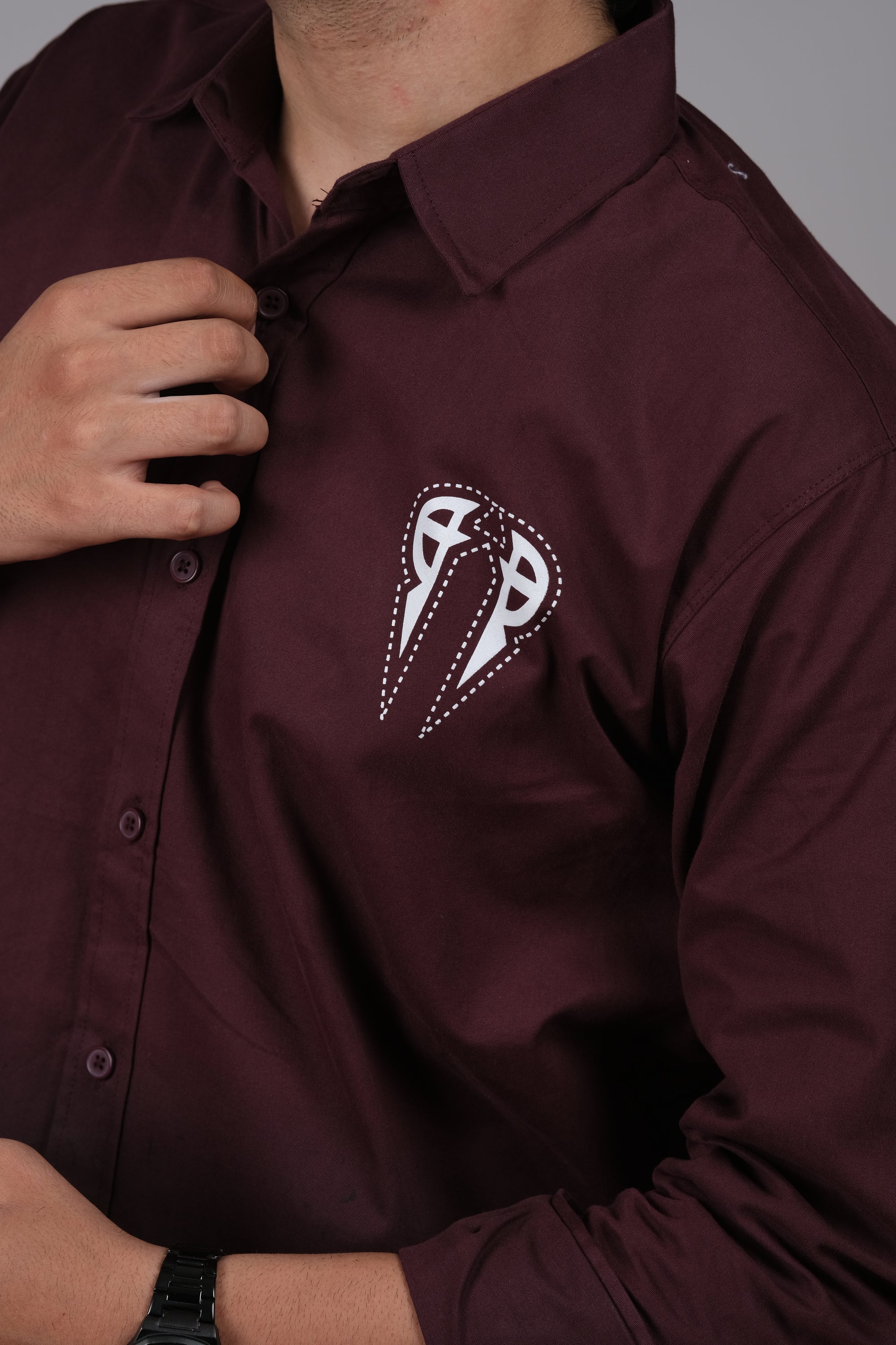 Men's Ombre Maroon-Black Cotton Shirt | Stylish Casual Wear