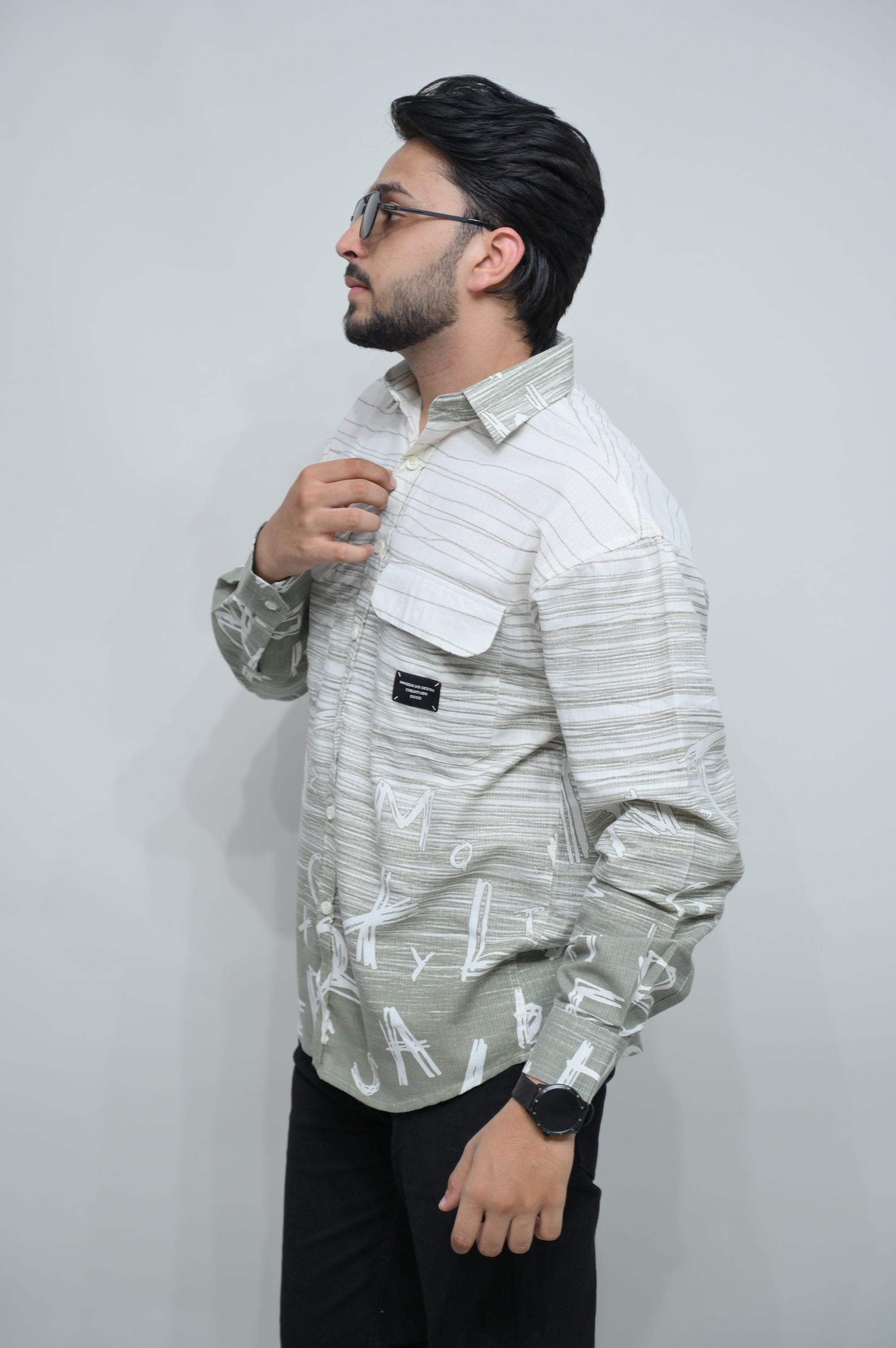 Urban Alphabet Print Casual Shirt