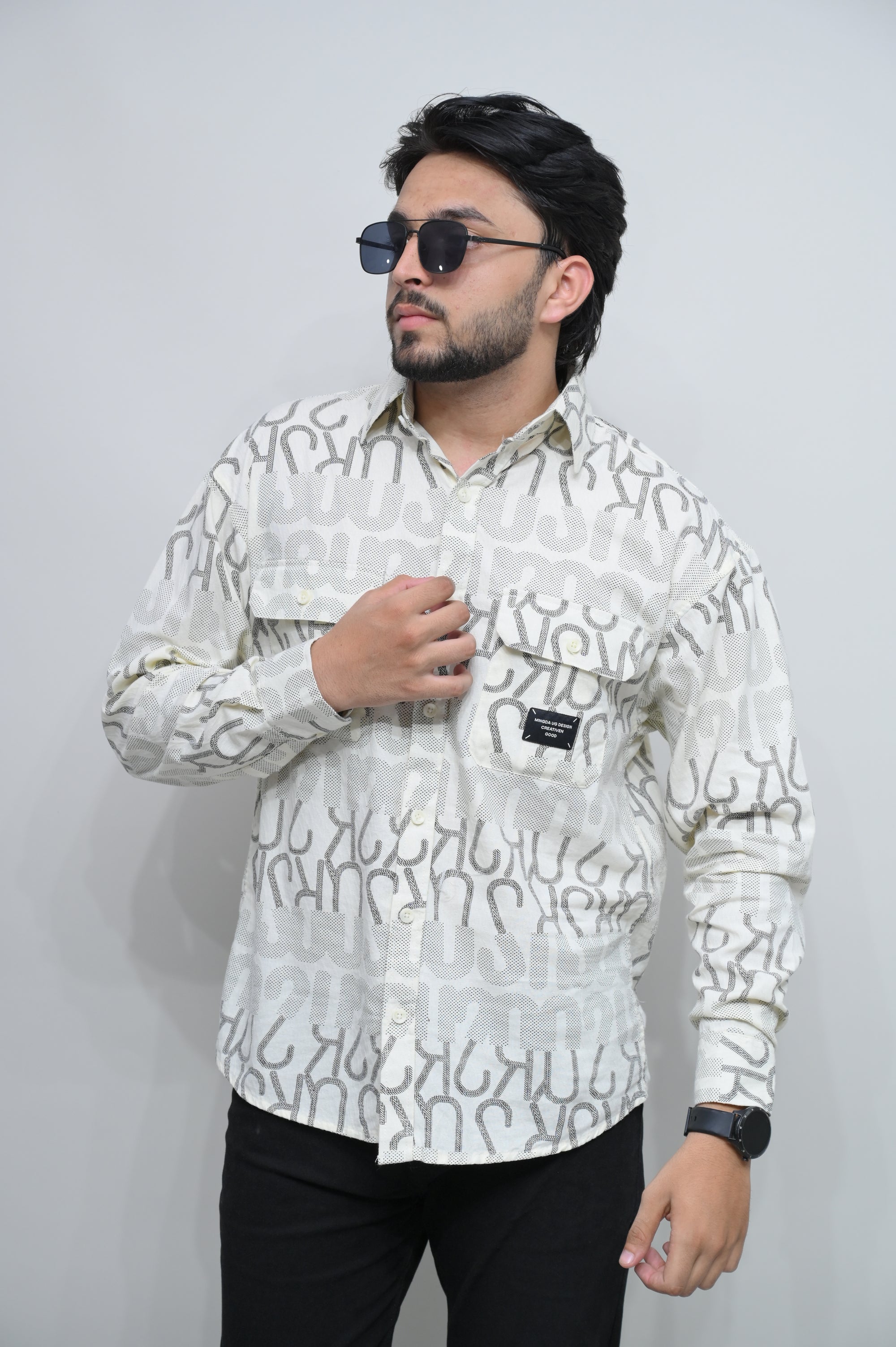 Stylish White Printed Casual Shirt