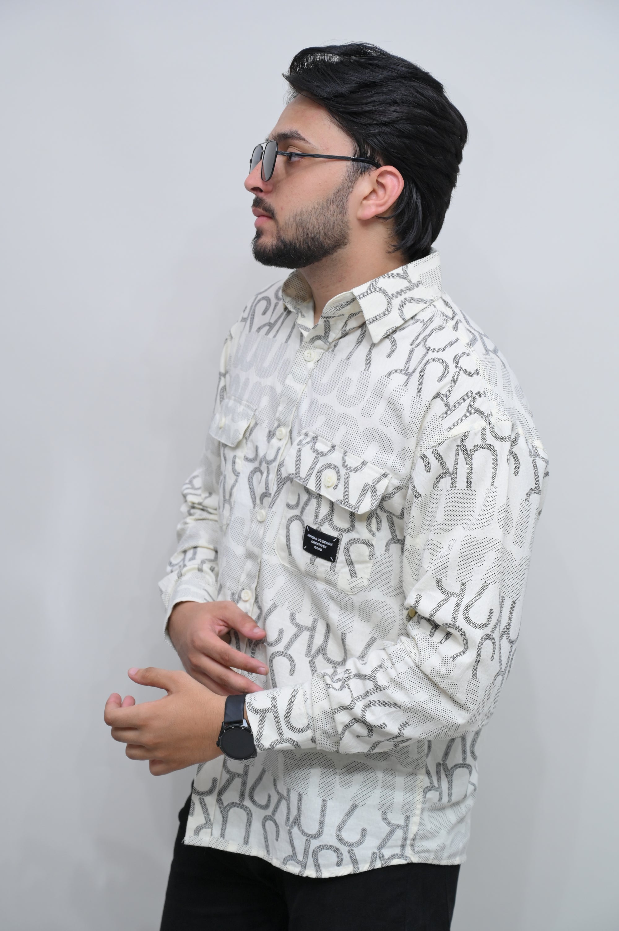 Stylish White Printed Casual Shirt