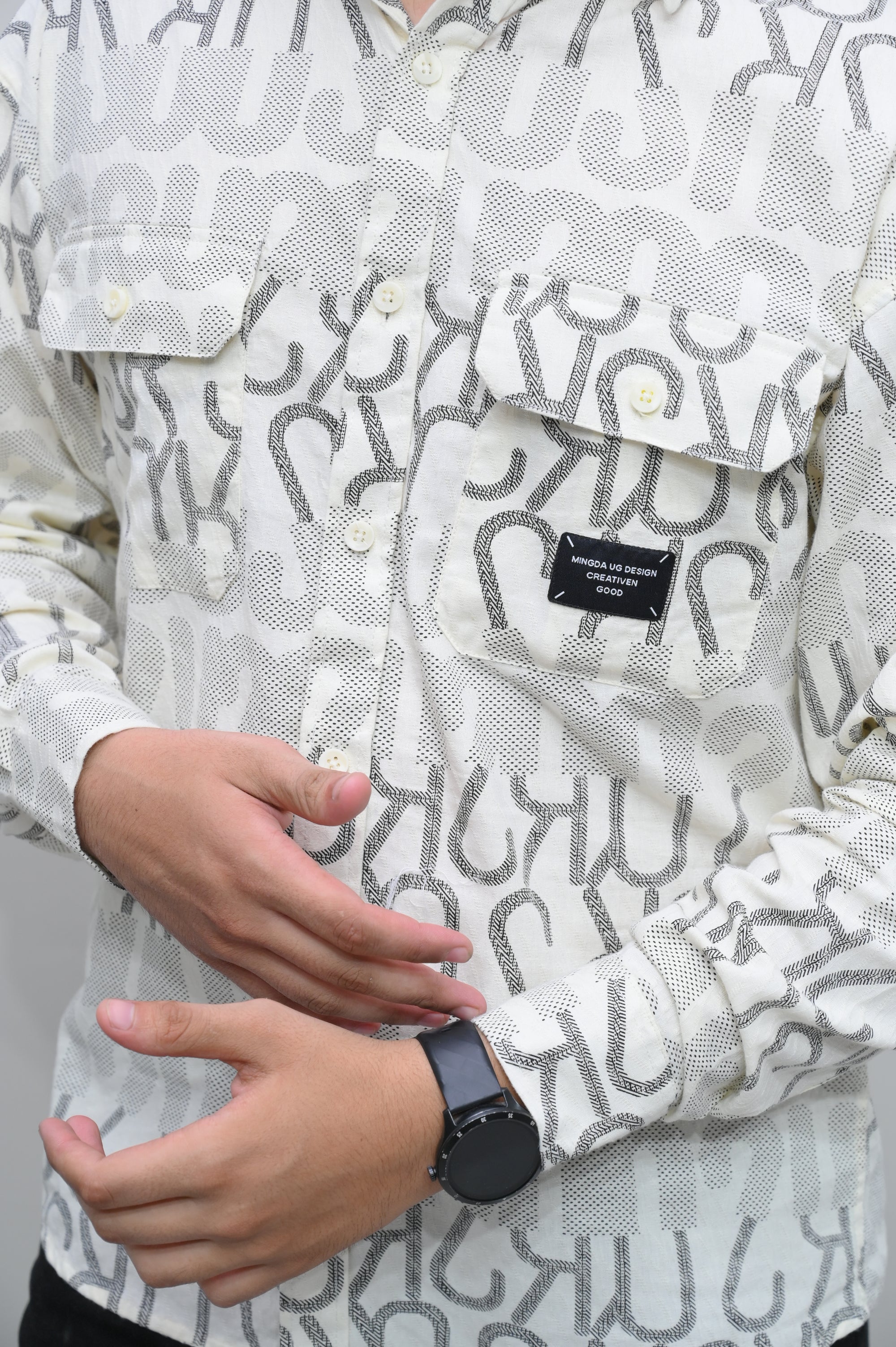 Stylish White Printed Casual Shirt