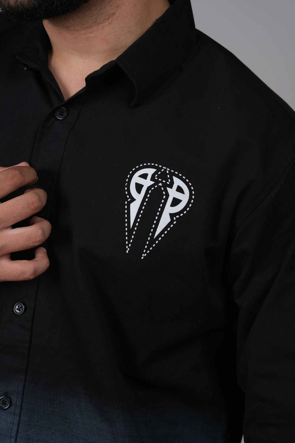 Men's Ombre Black-Blue Cotton Shirt | Stylish Casual Wear
