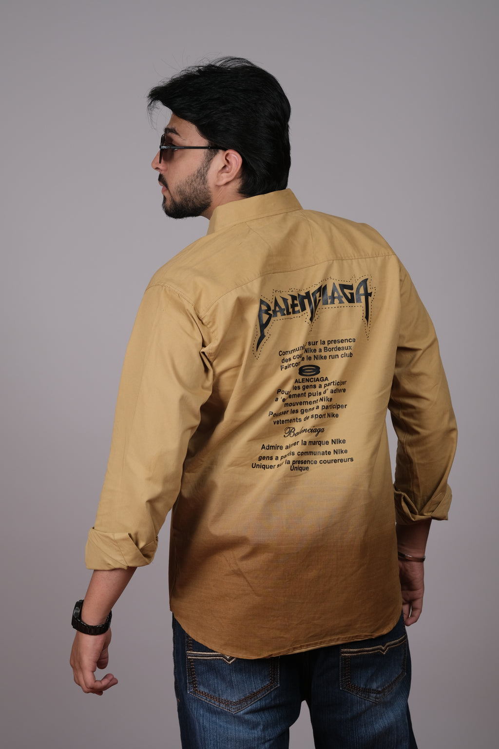 Men's Ombre Tan-Brown Cotton Shirt | Stylish Casual Wear