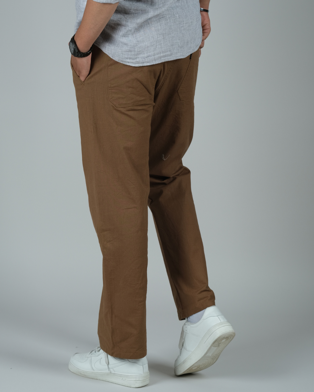 Brown Drawstring Relaxed Fit Pants