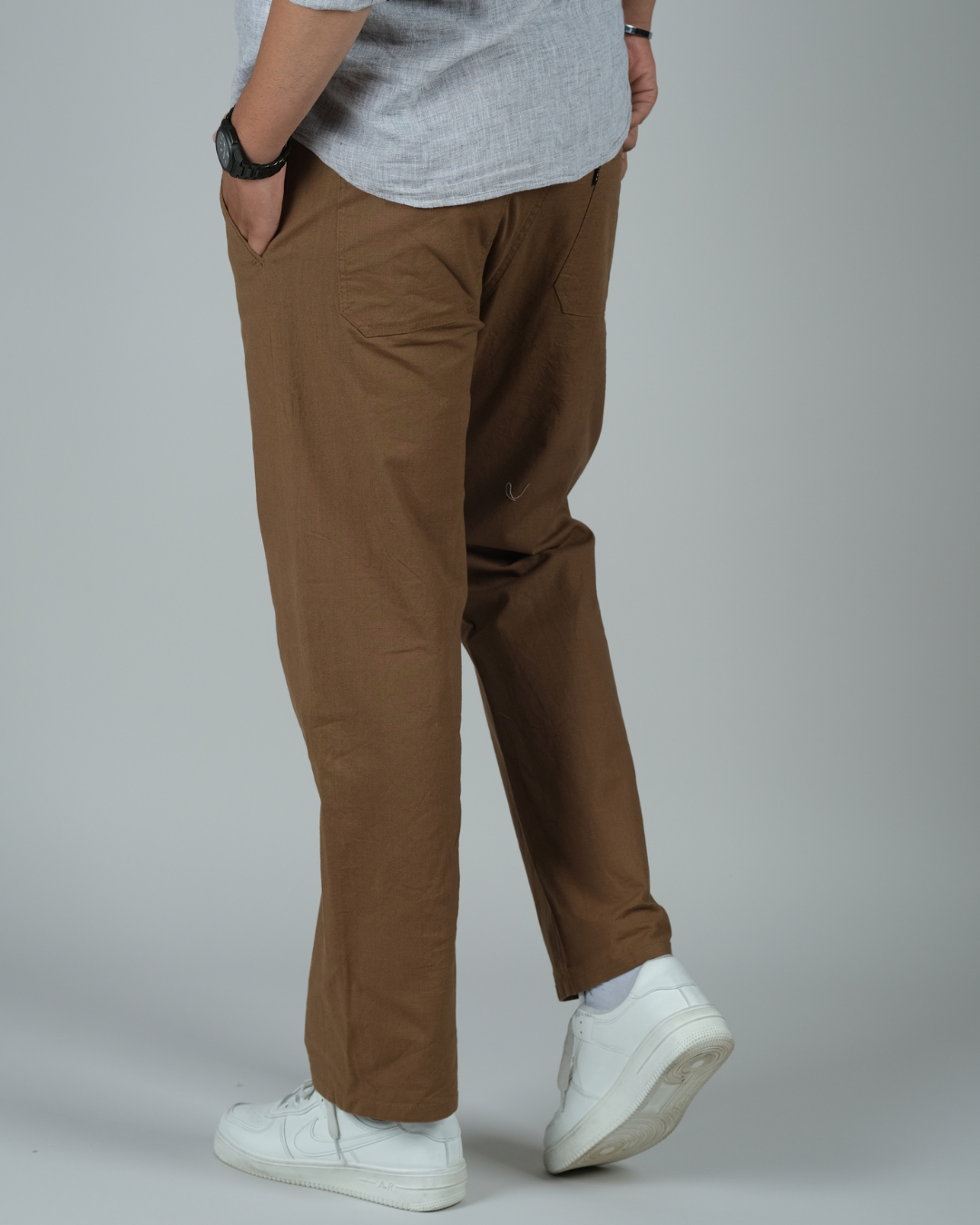 Brown Drawstring Relaxed Fit Pants