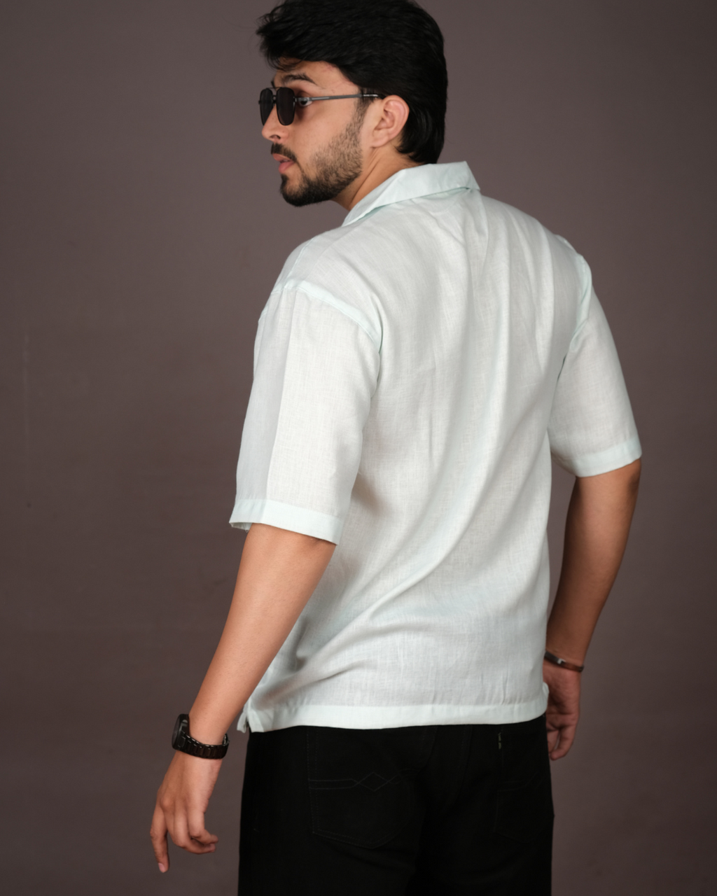 Men's Vintage White Linen Blend Shirt