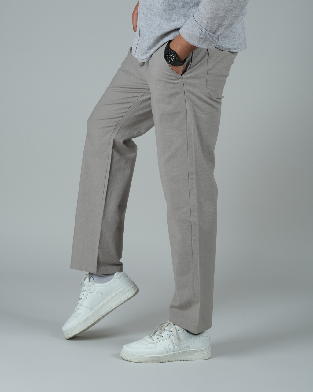 White Drawstring Relaxed Fit Pants